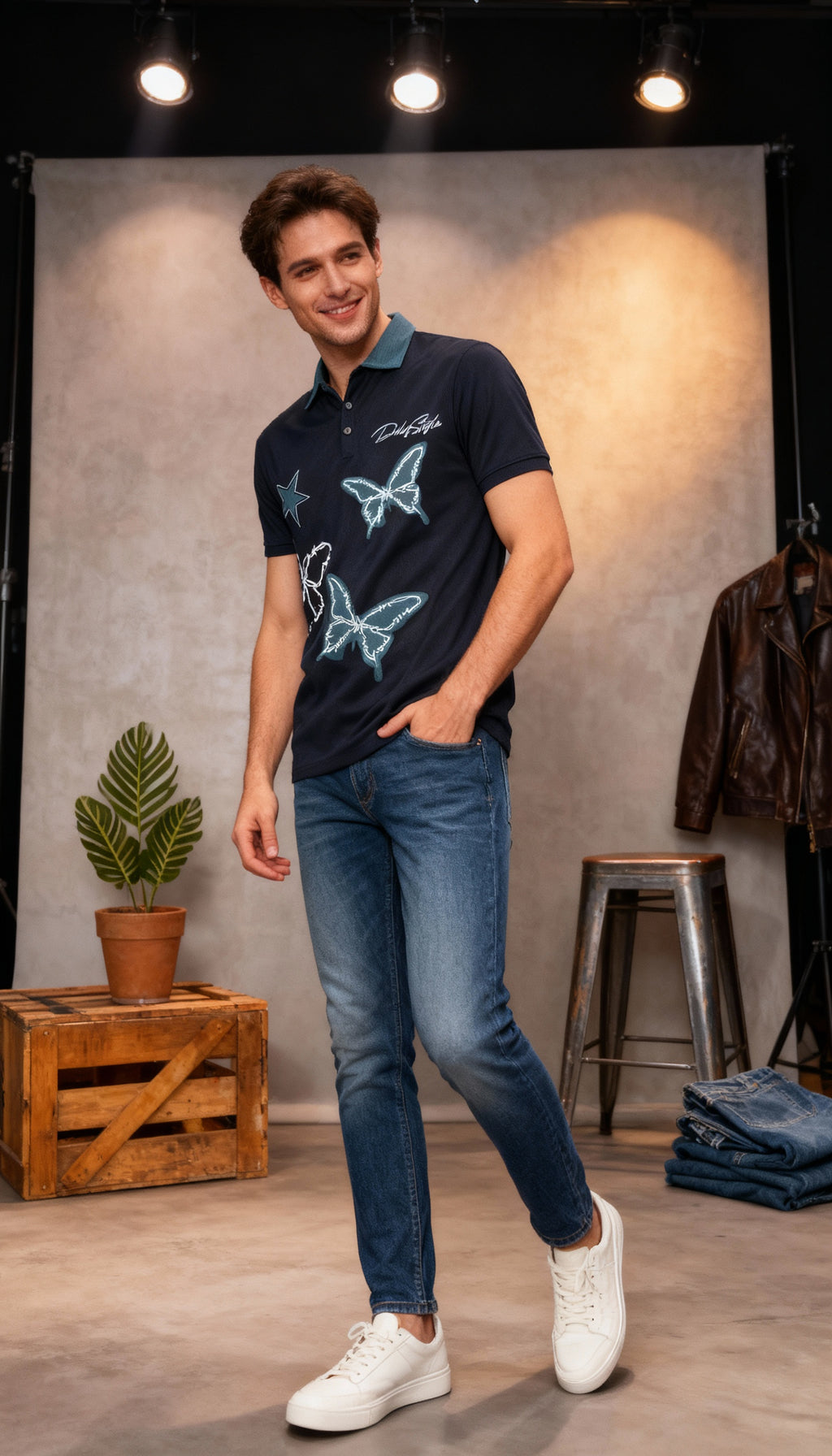 Self Printed Polo Men's T-Shirt