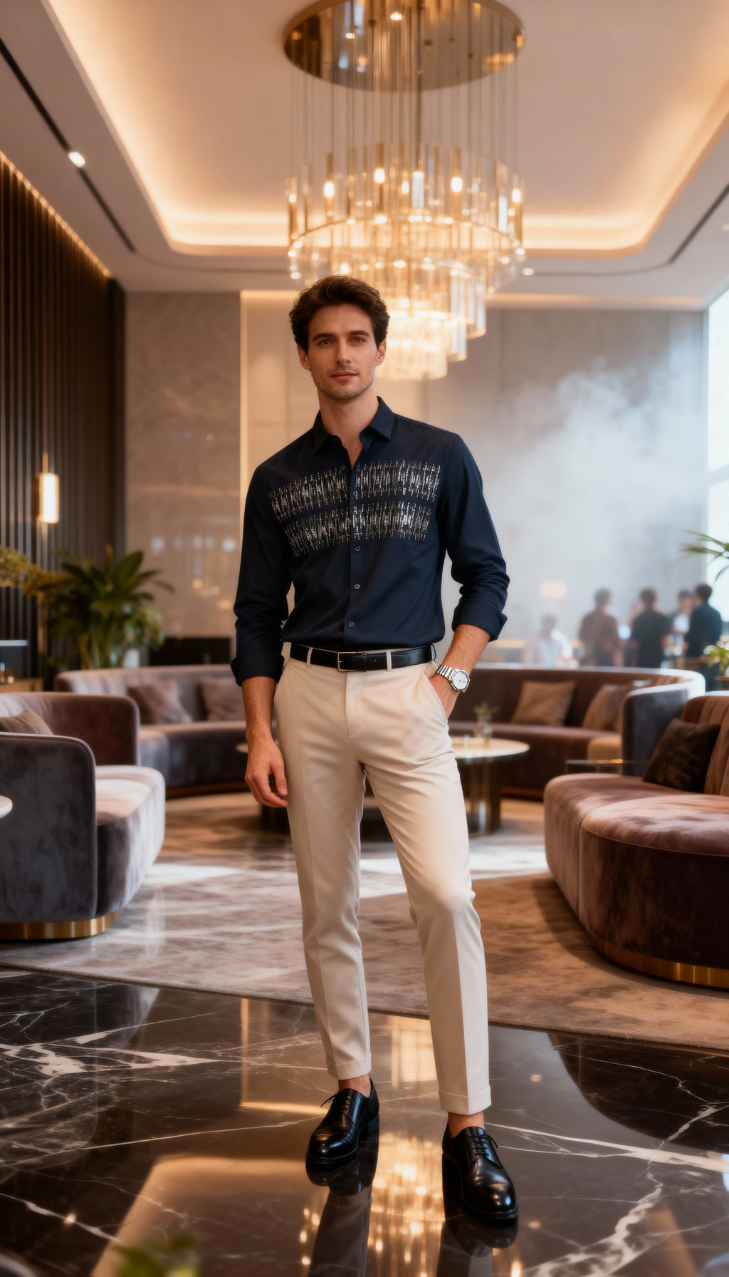 Self Design Premium Club Wear Sequin Men's Shirt