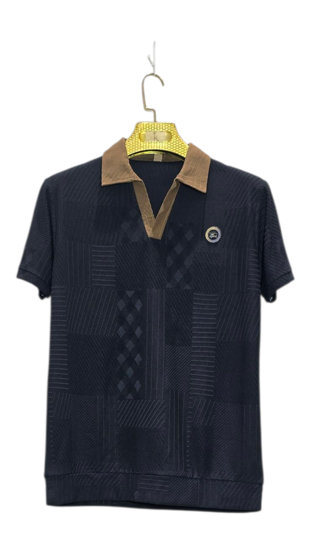 Self Printed Men's Polo T-Shirt With Designed Pocket