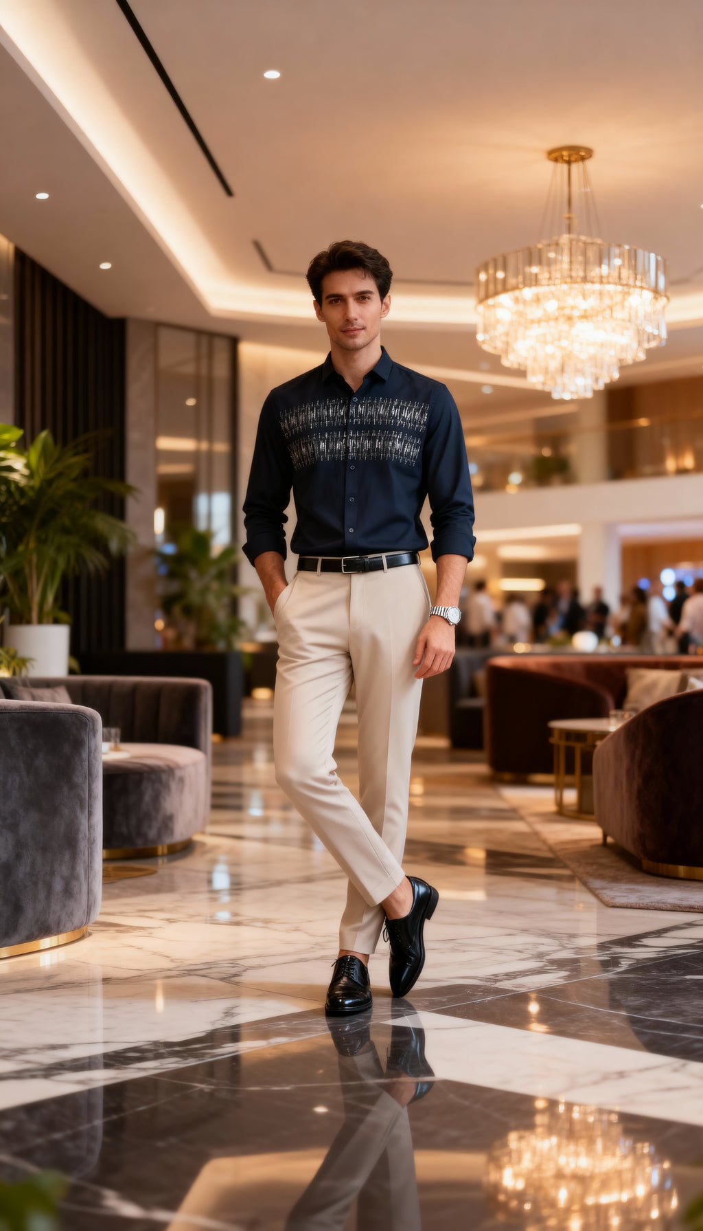 Self Design Premium Club Wear Sequin Men's Shirt