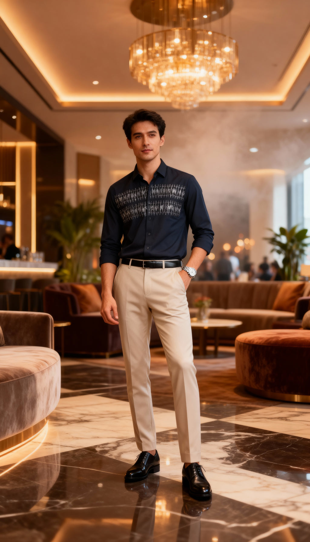 Self Design Premium Club Wear Sequin Men's Shirt