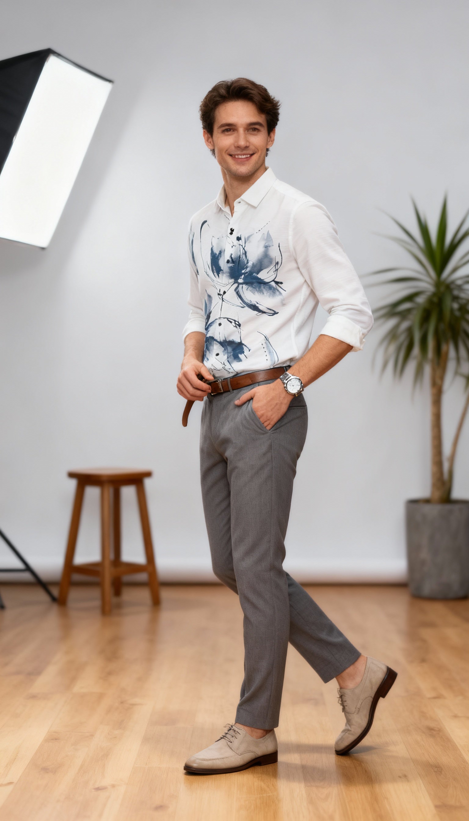 Fancy Self Printed Designer Party Wear Men's Shirt