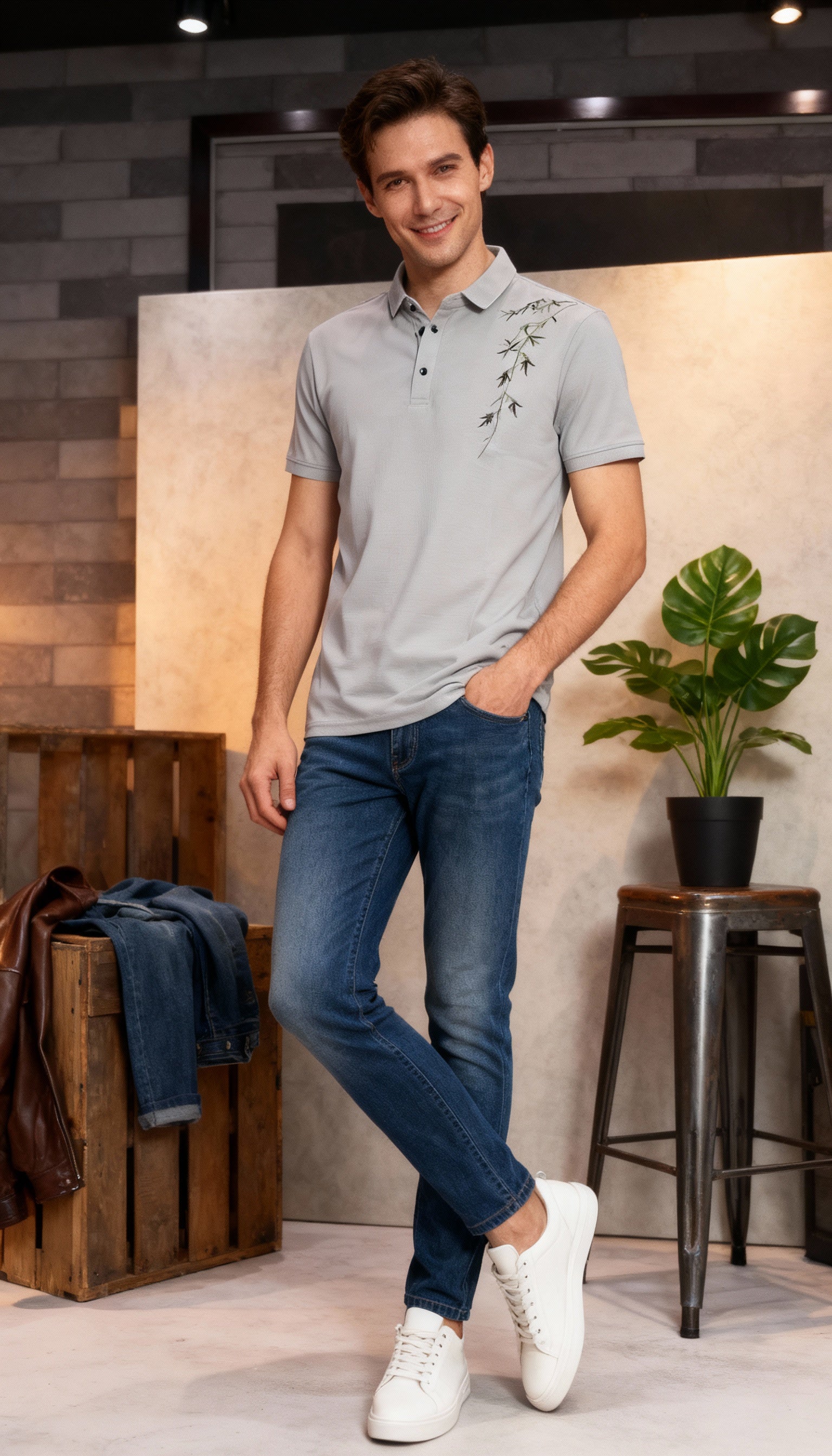 Self Printed Men's Polo T-Shirt