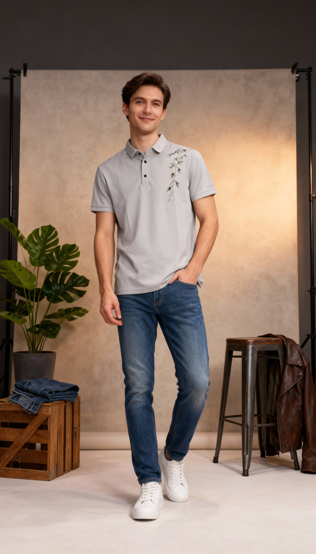 Self Printed Men's Polo T-Shirt