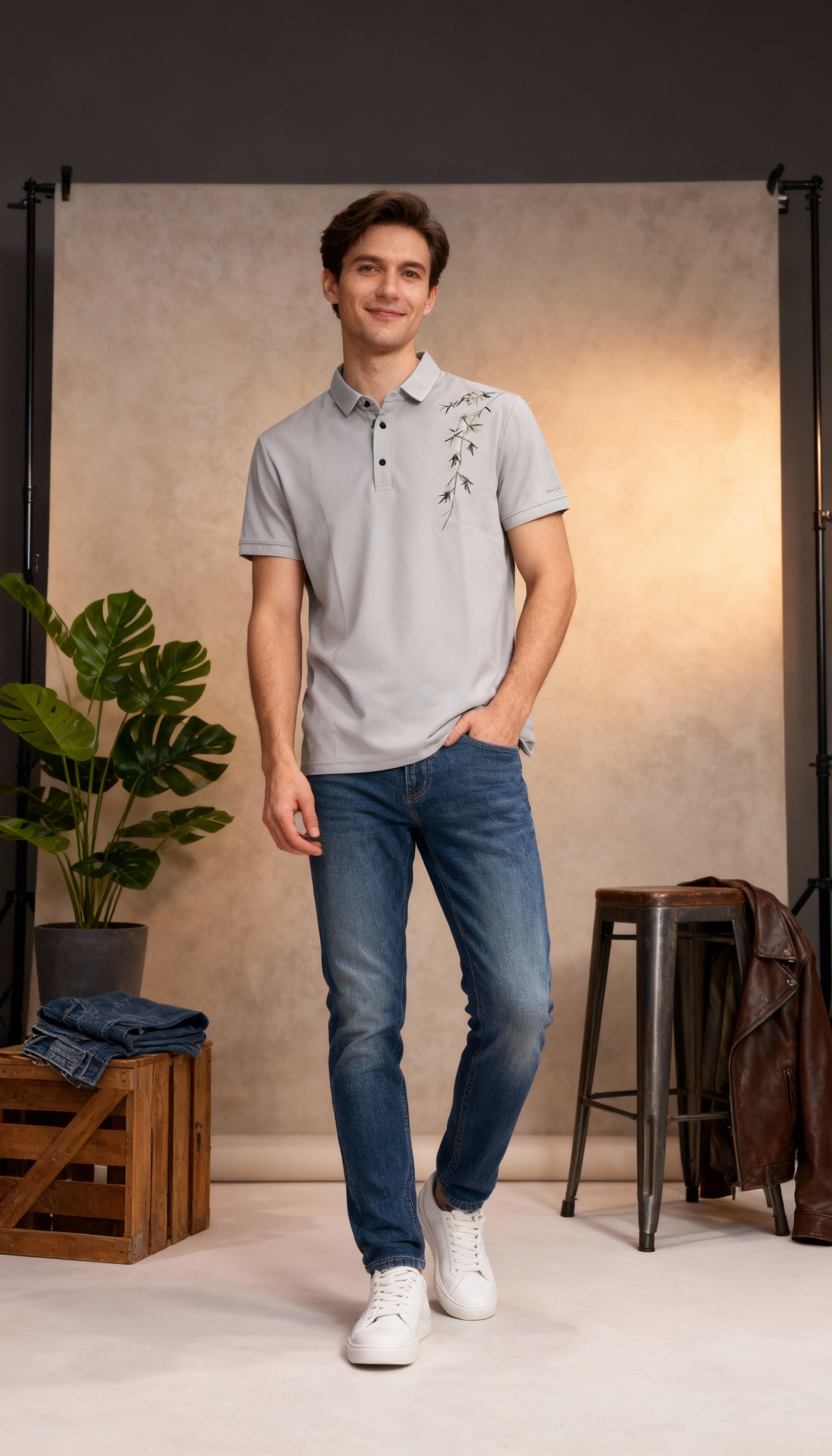 Self Printed Men's Polo T-Shirt