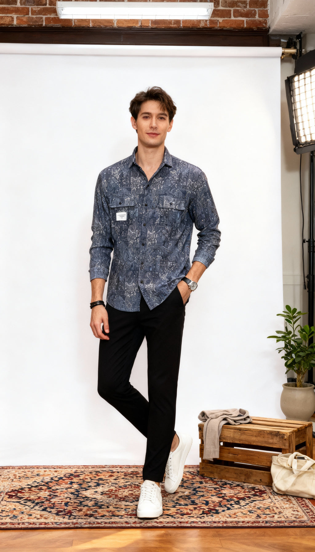 Lining Double Pocket Men's Shirt