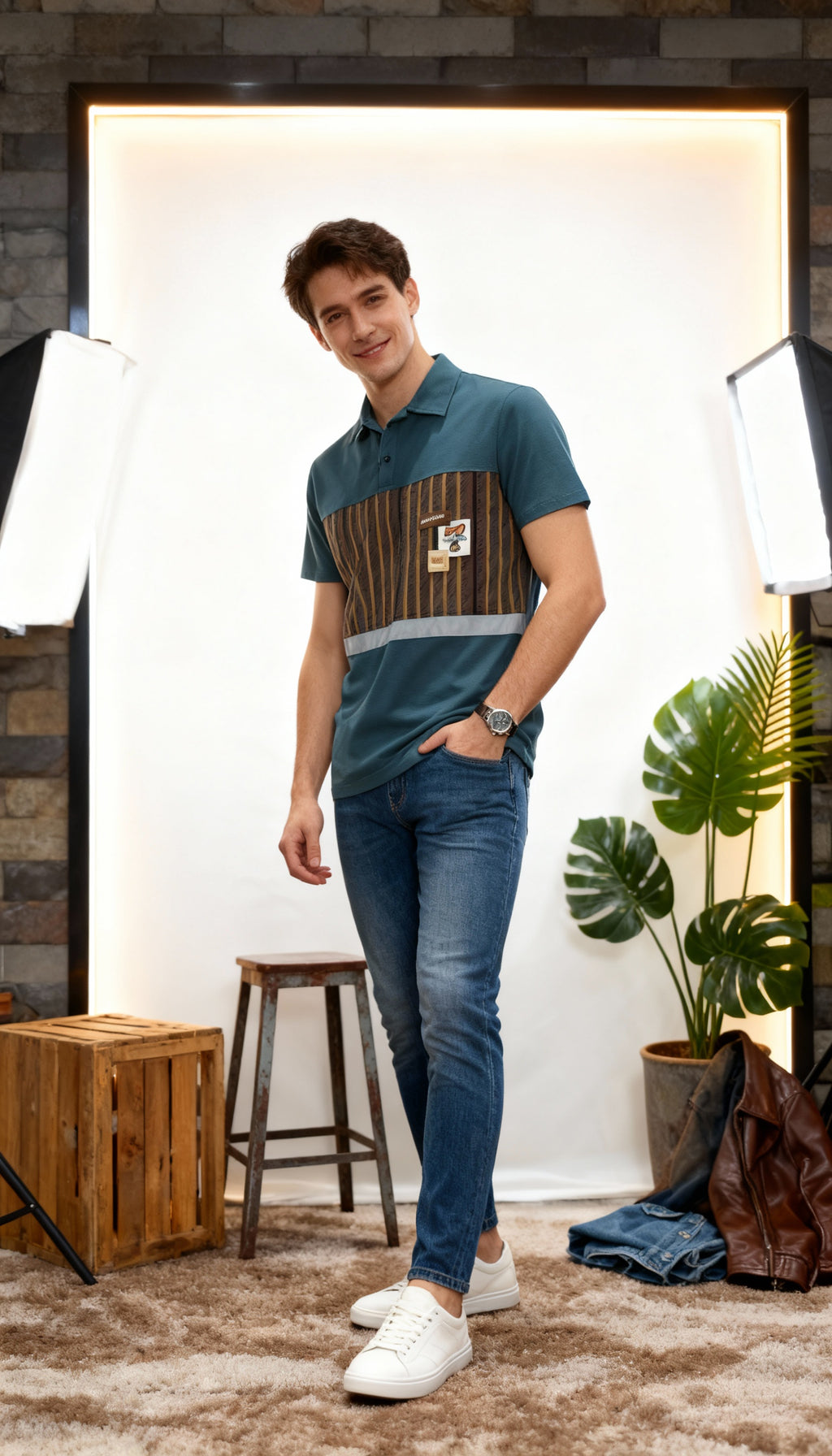 Self Printed Men's Polo T-Shirt