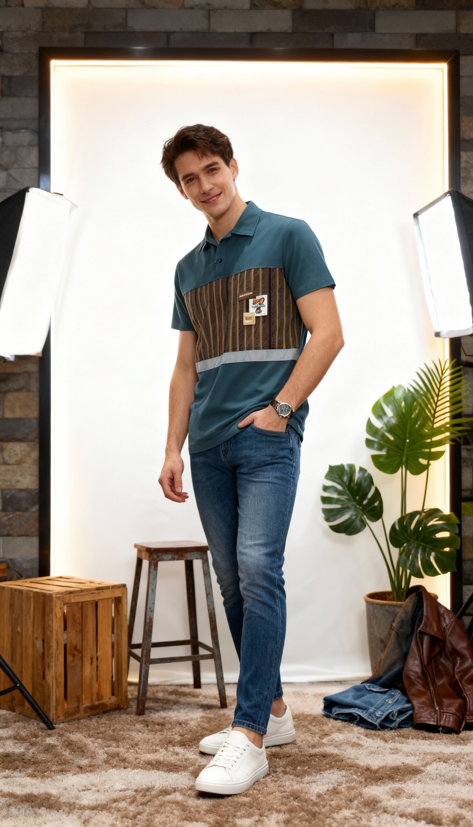 Self Printed Men's Polo T-Shirt