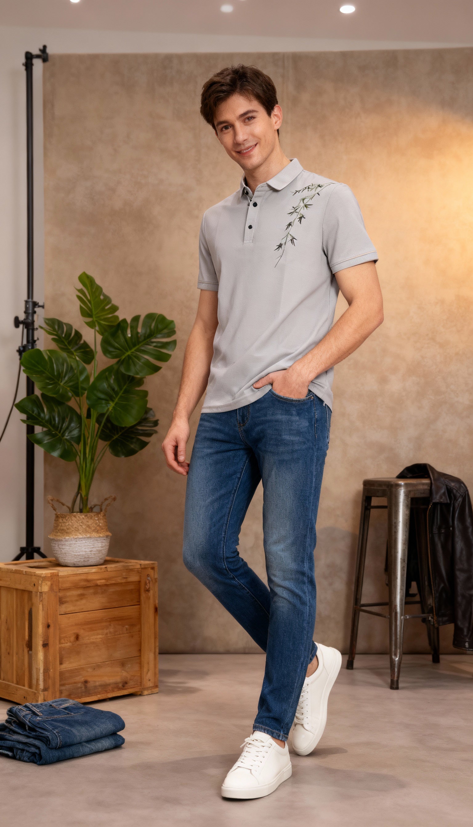 Self Printed Men's Polo T-Shirt