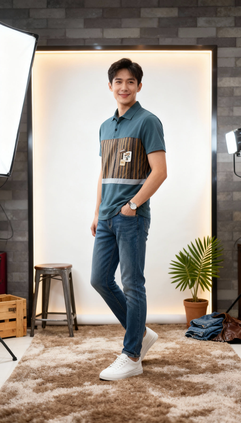 Self Printed Men's Polo T-Shirt