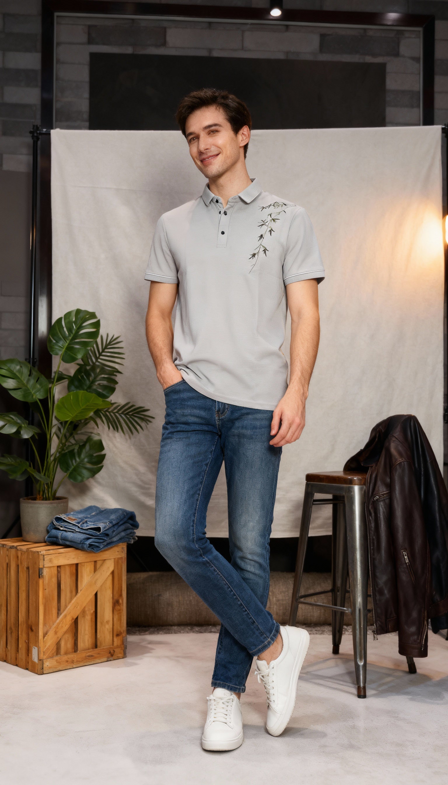 Self Printed Men's Polo T-Shirt
