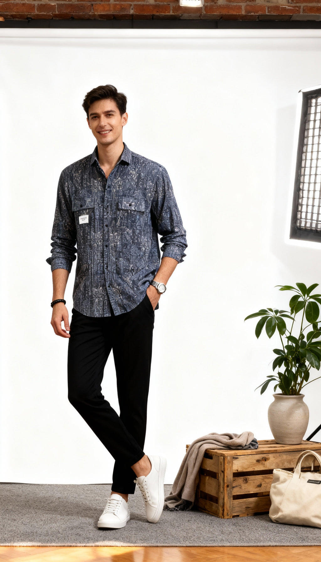 Lining Double Pocket Men's Shirt