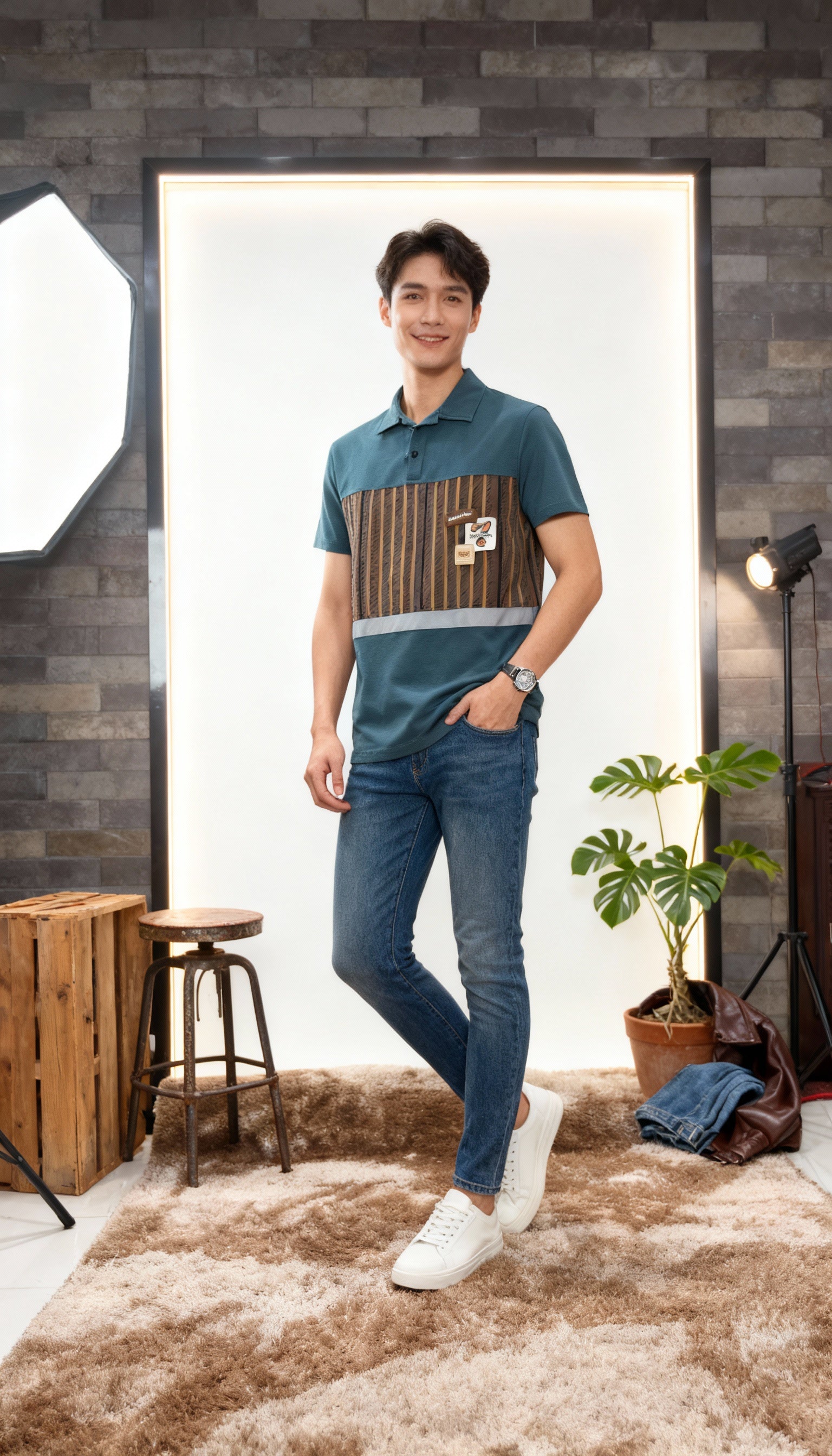 Self Printed Men's Polo T-Shirt