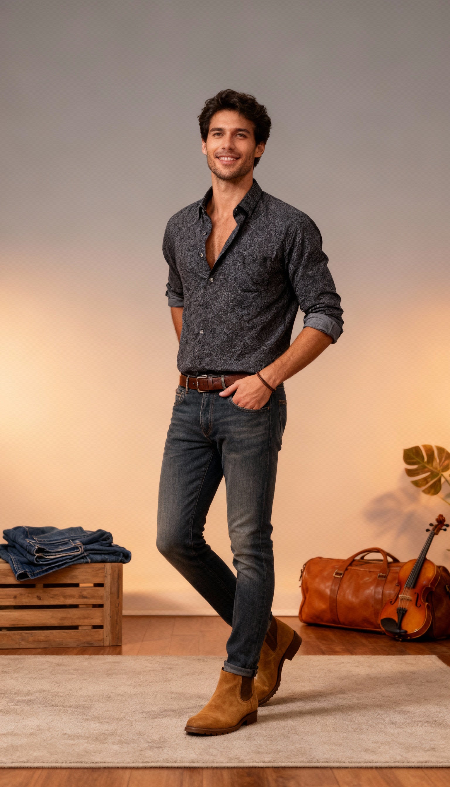 Self Printed Design Men's Shirt