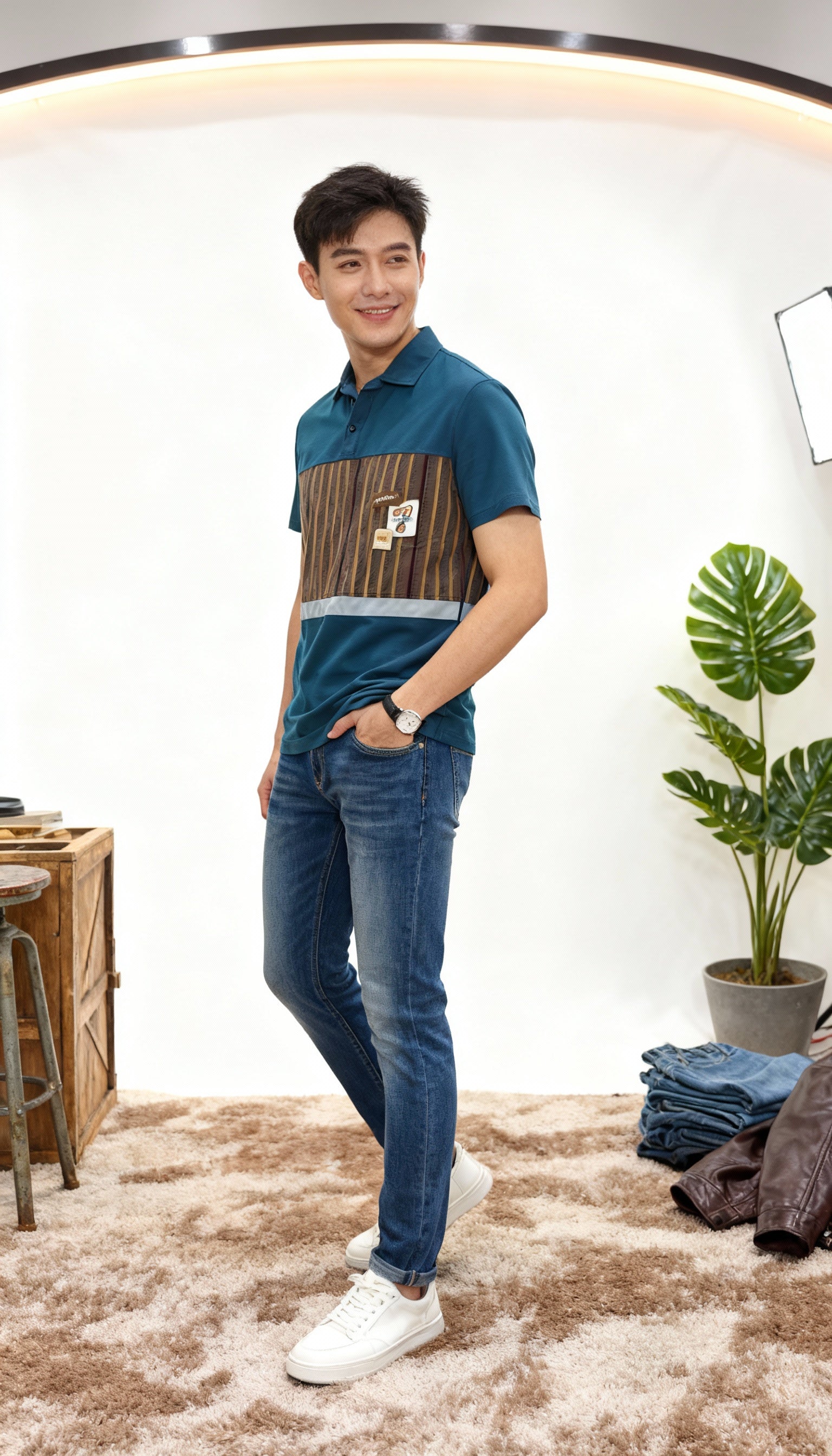 Self Printed Men's Polo T-Shirt