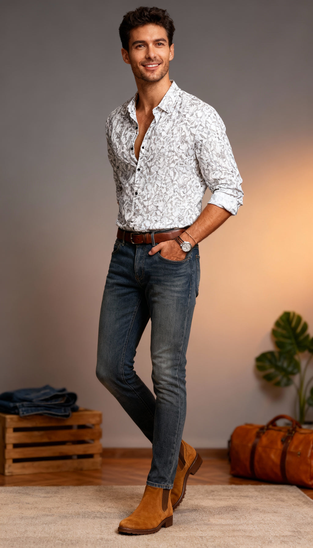 Self Printed Men's Shirt