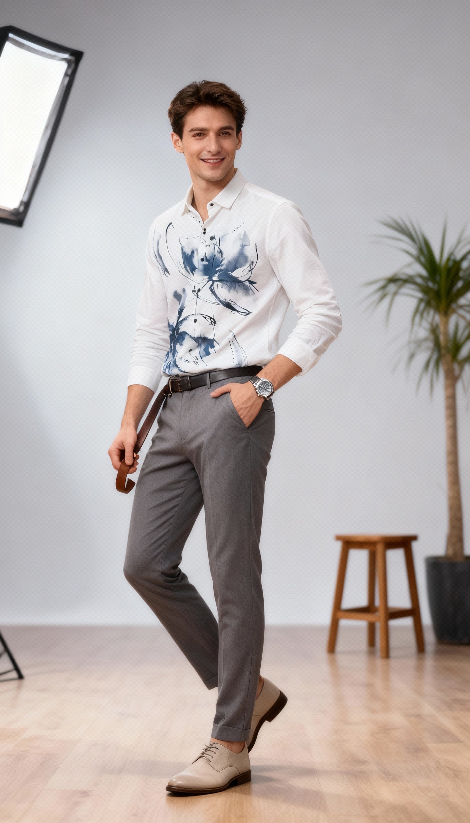Fancy Self Printed Designer Party Wear Men's Shirt