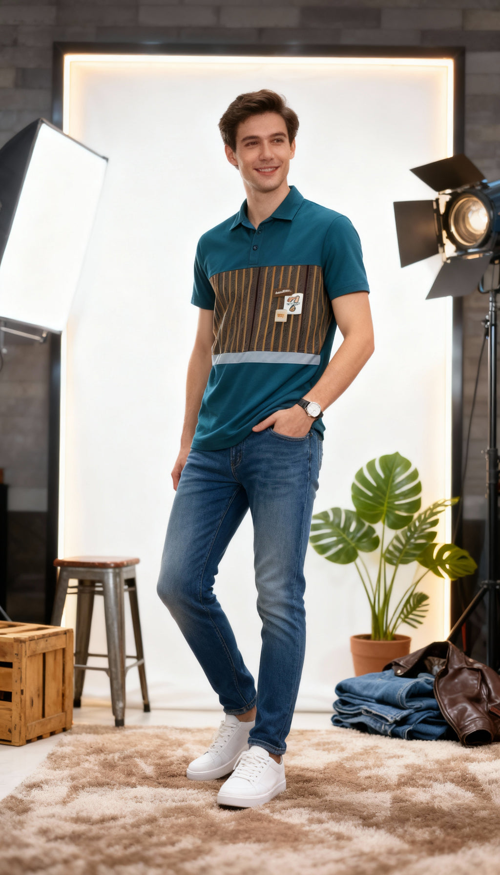 Self Printed Men's Polo T-Shirt