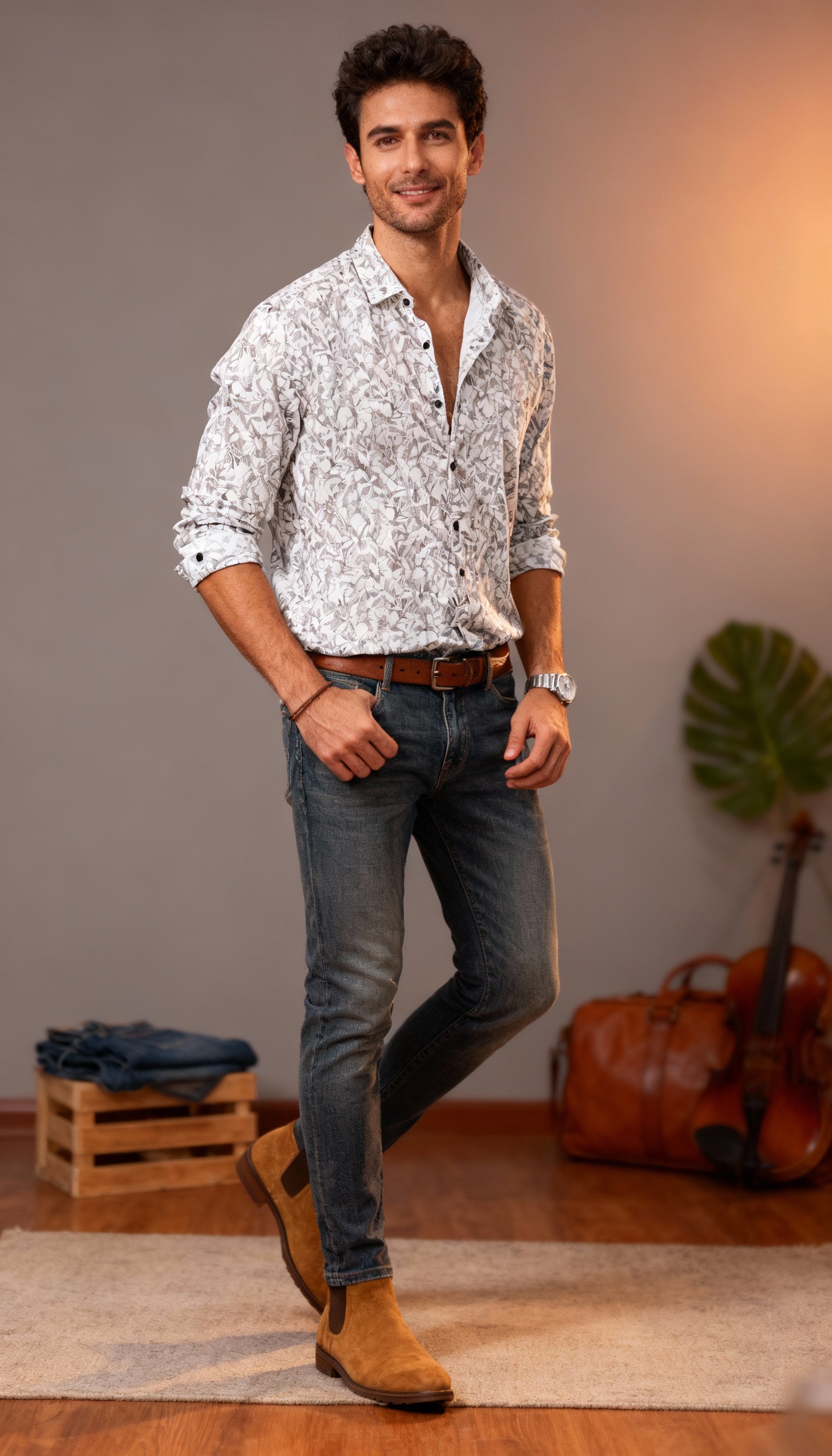 Self Printed Men's Shirt