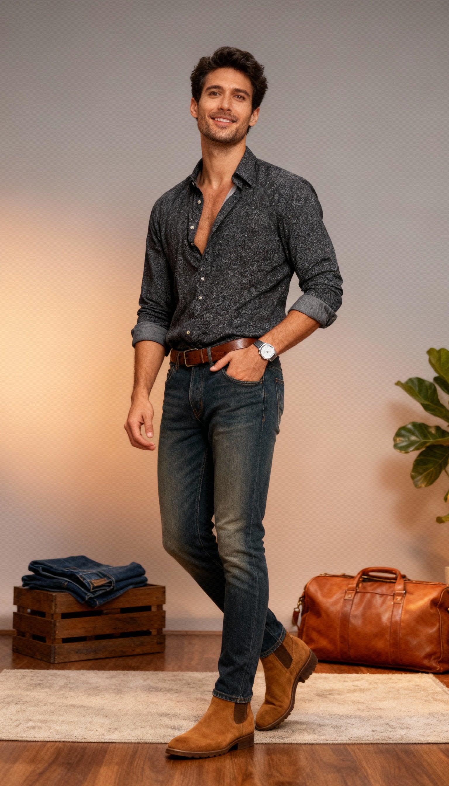 Self Printed Design Men's Shirt