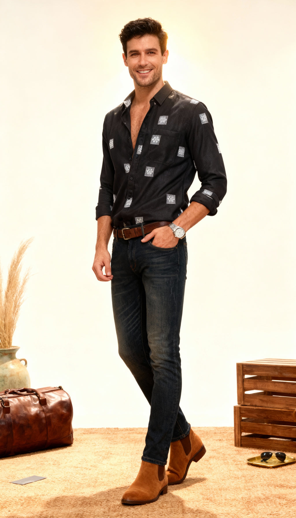 Self Printed Men's Shirt
