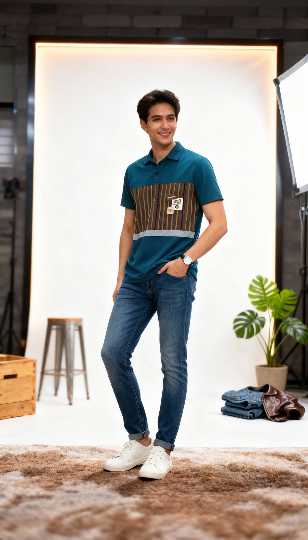 Self Printed Men's Polo T-Shirt