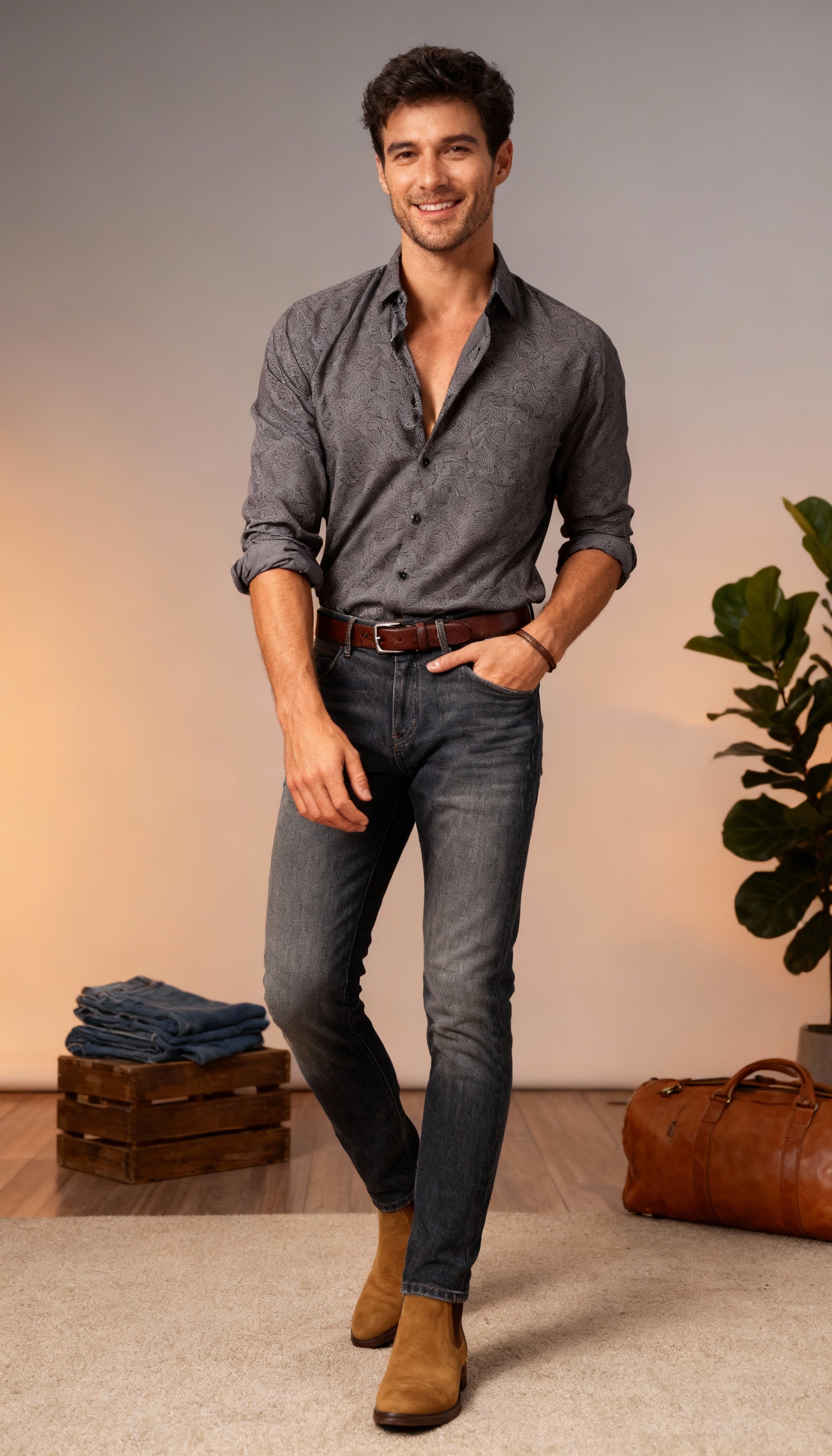 Self Printed Design Men's Shirt