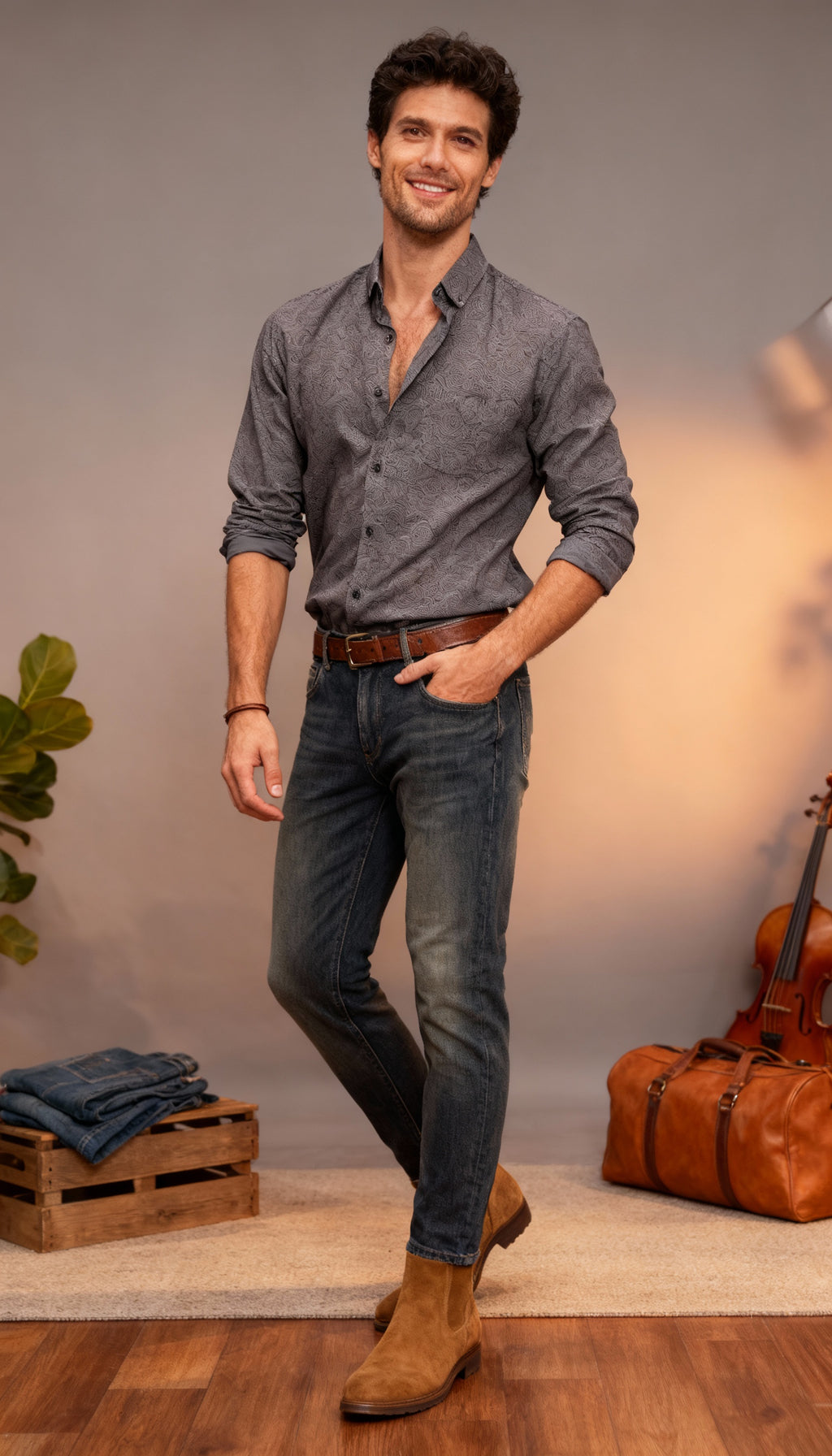 Self Printed Design Men's Shirt