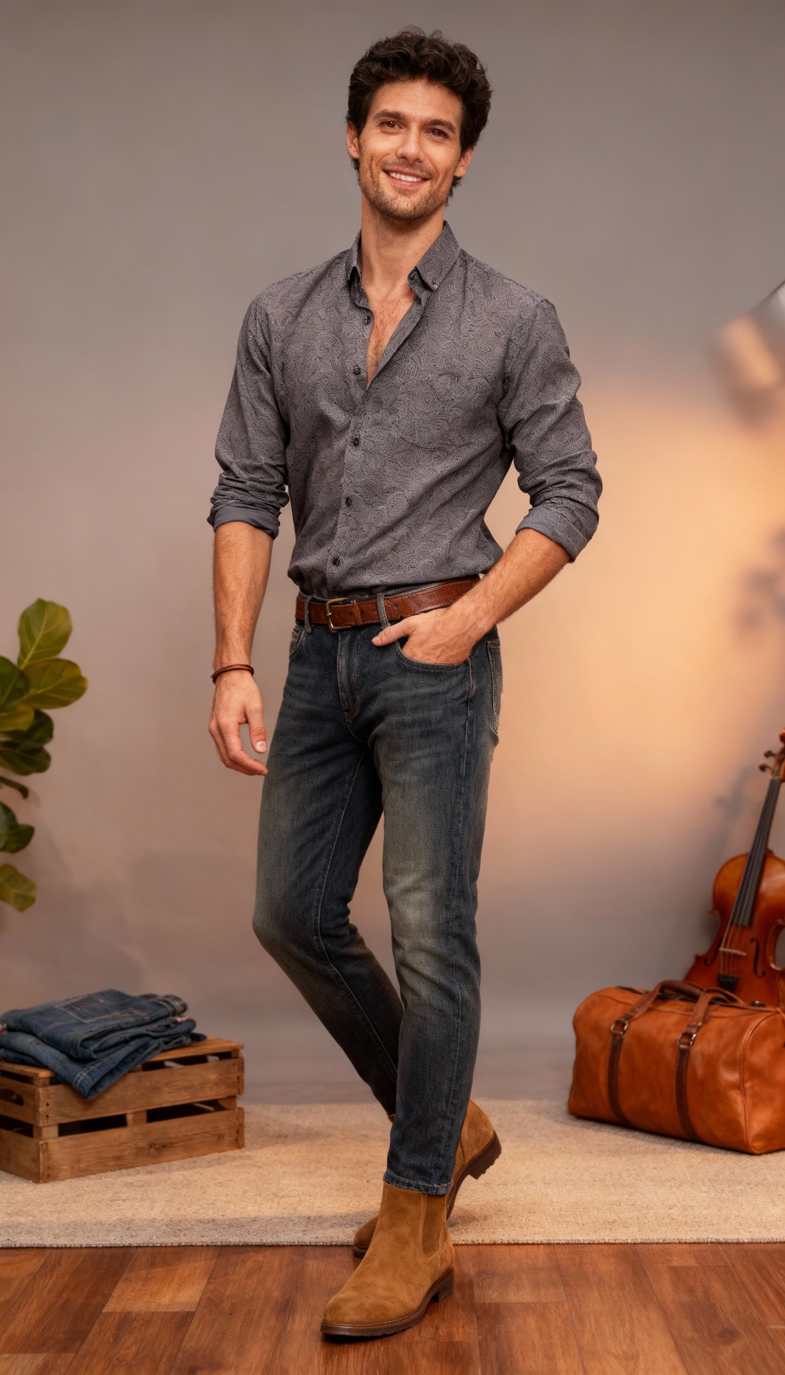 Self Printed Design Men's Shirt