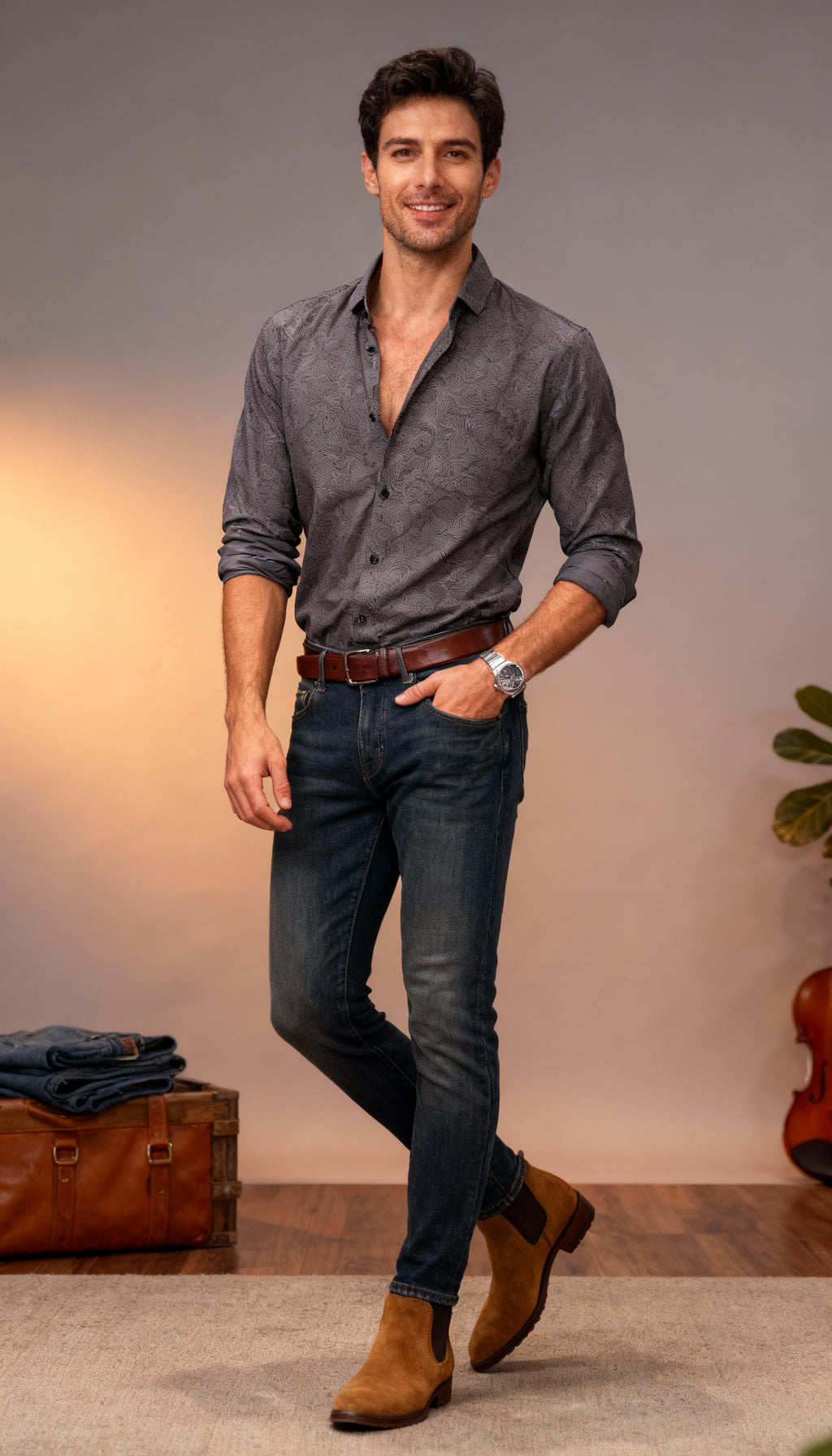 Self Printed Design Men's Shirt