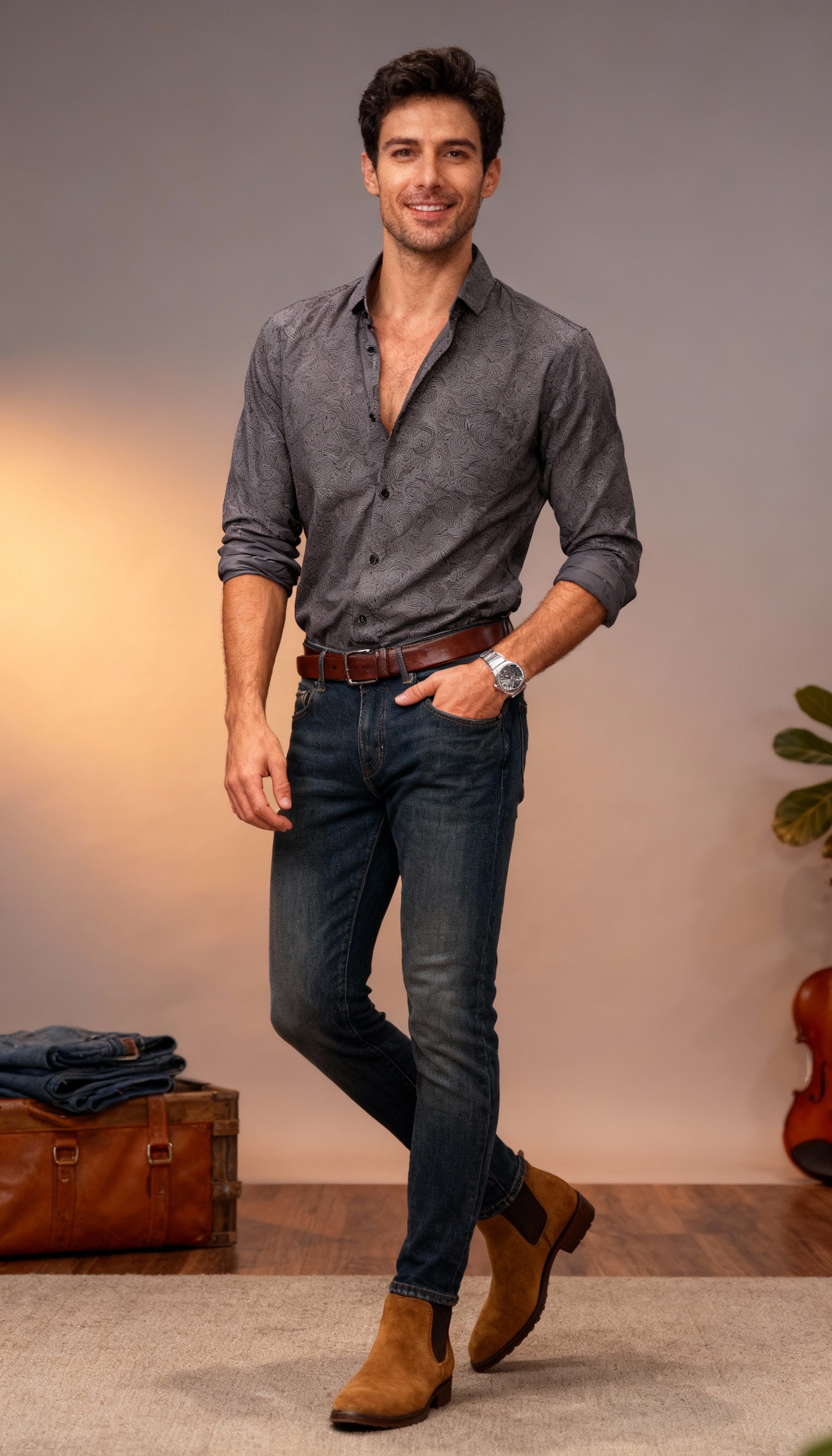 Self Printed Design Men's Shirt