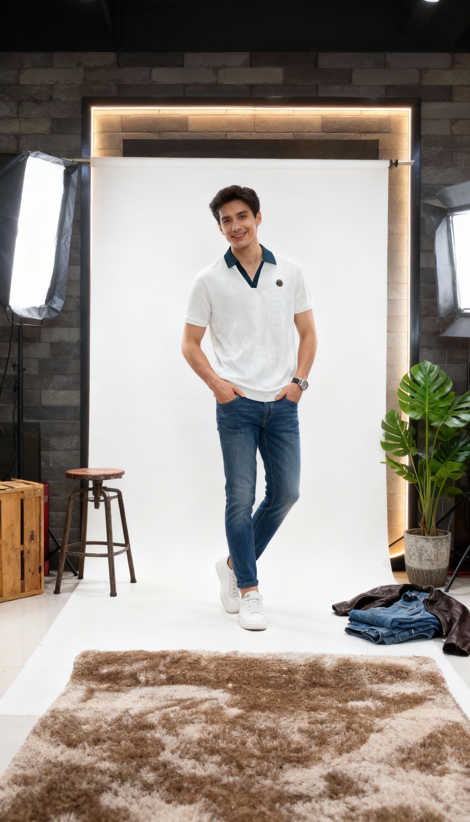 Self Printed Men's Polo T-Shirt