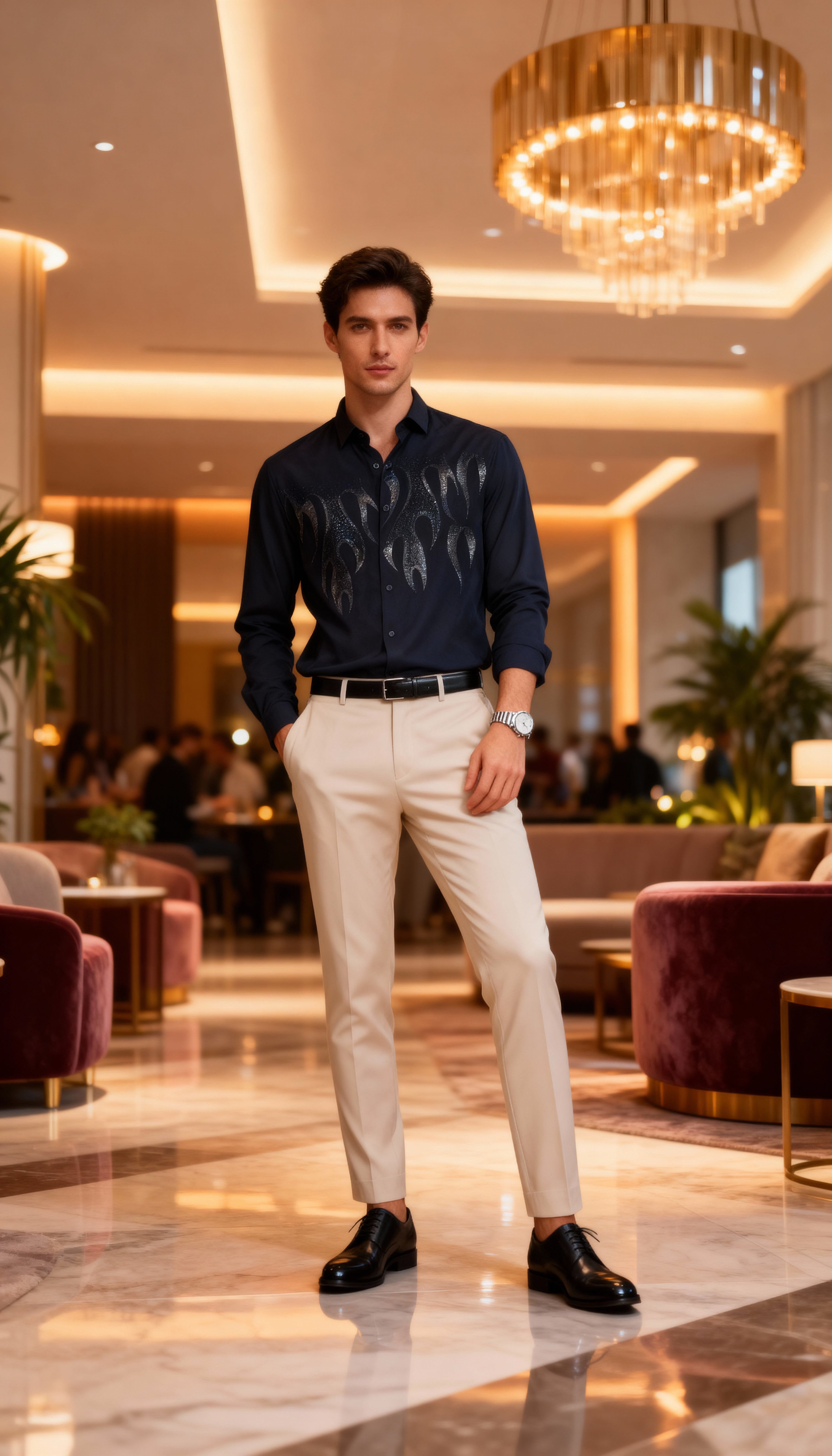 Self Design Premium Club Wear Sequin Men's Shirt