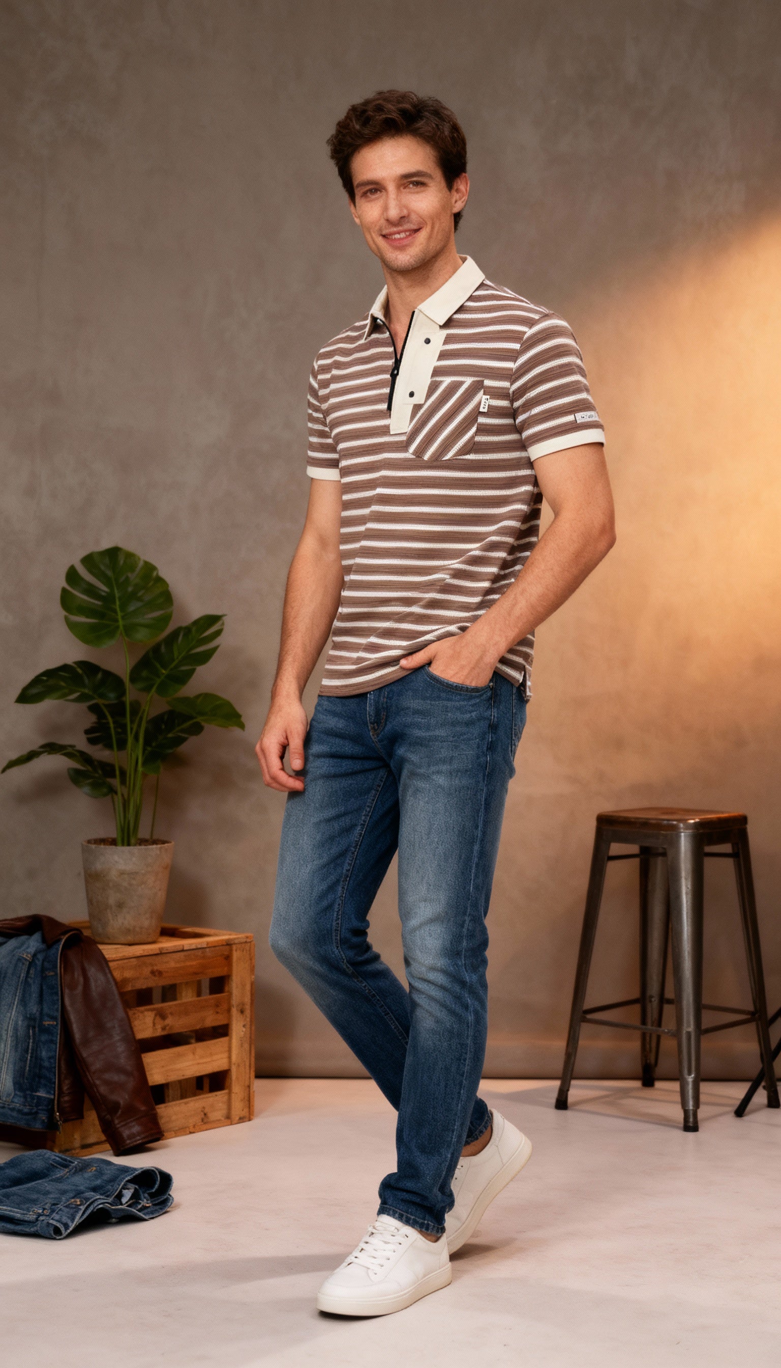 Stripe Polo Men's T-Shirt