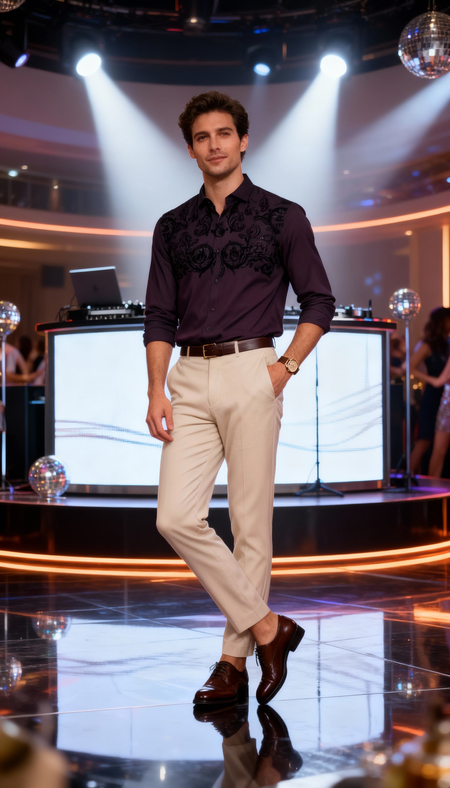 Self Design Premium Club Wear Sequin Men's Shirt