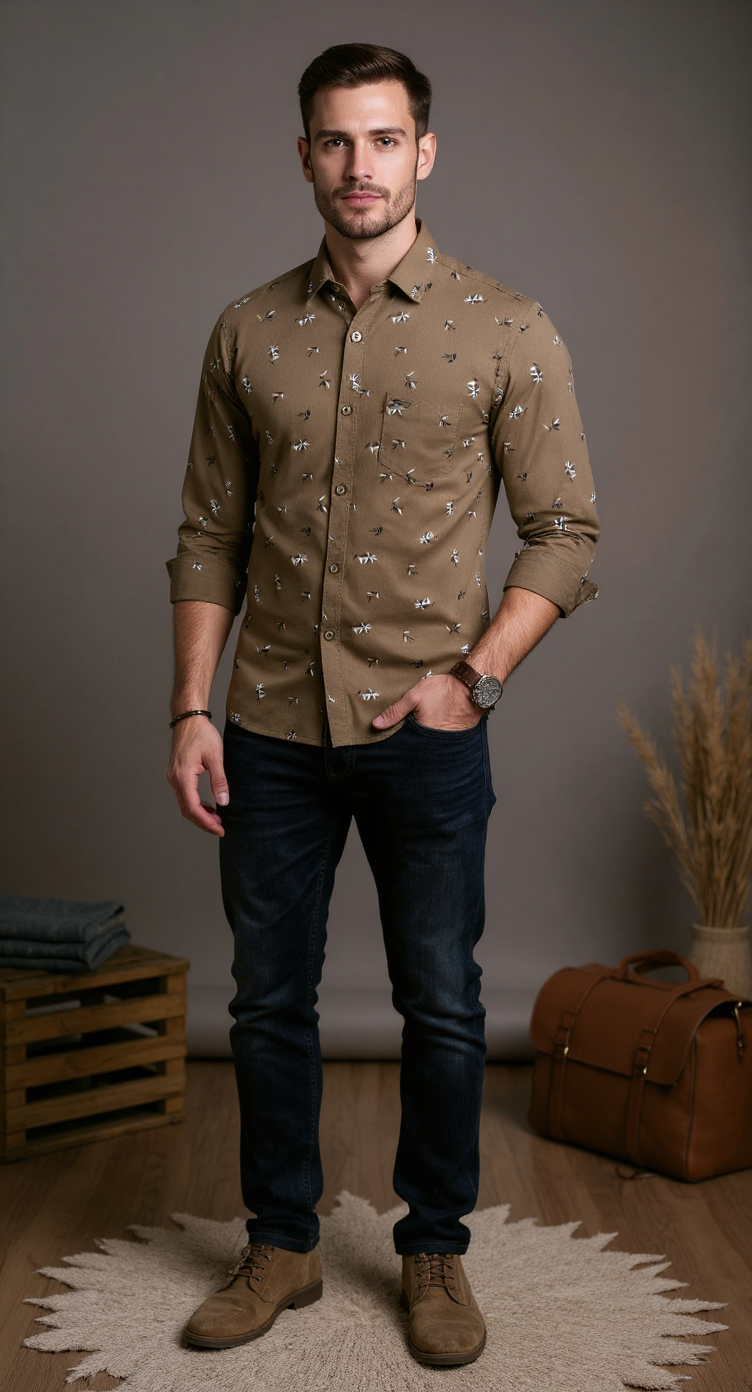 Self Printed Men's Shirt