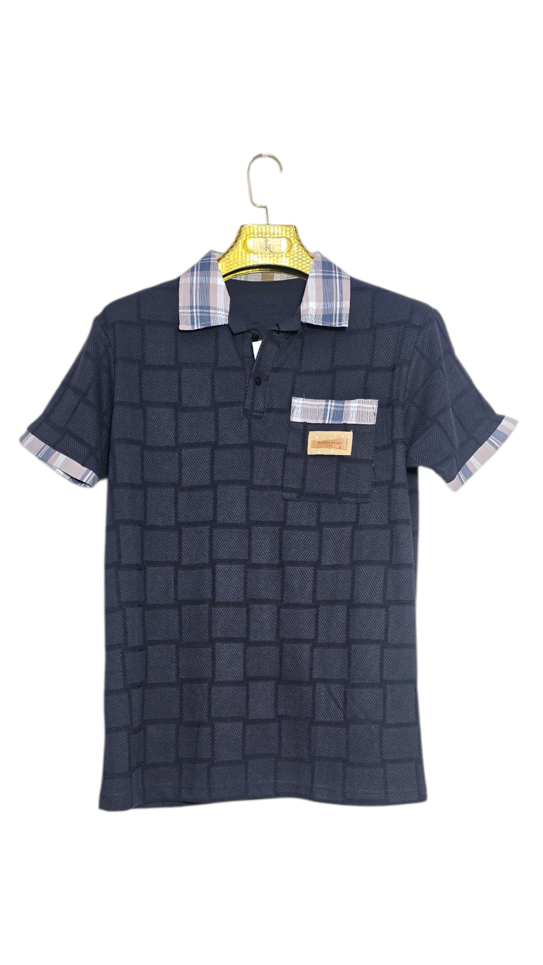 Designer Checks Pocket Style Polo Men's T-Shirt