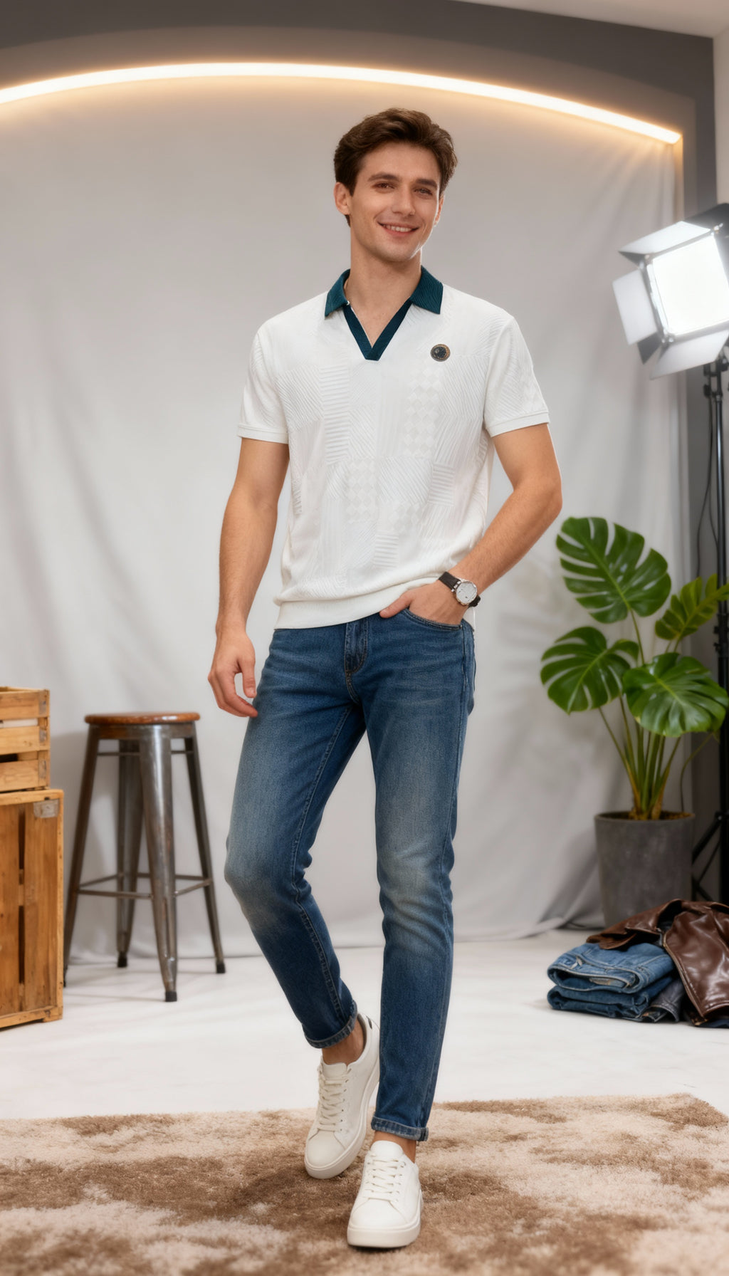 Self Printed Men's Polo T-Shirt