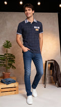 Designer Checks Pocket Style Polo Men's T-Shirt