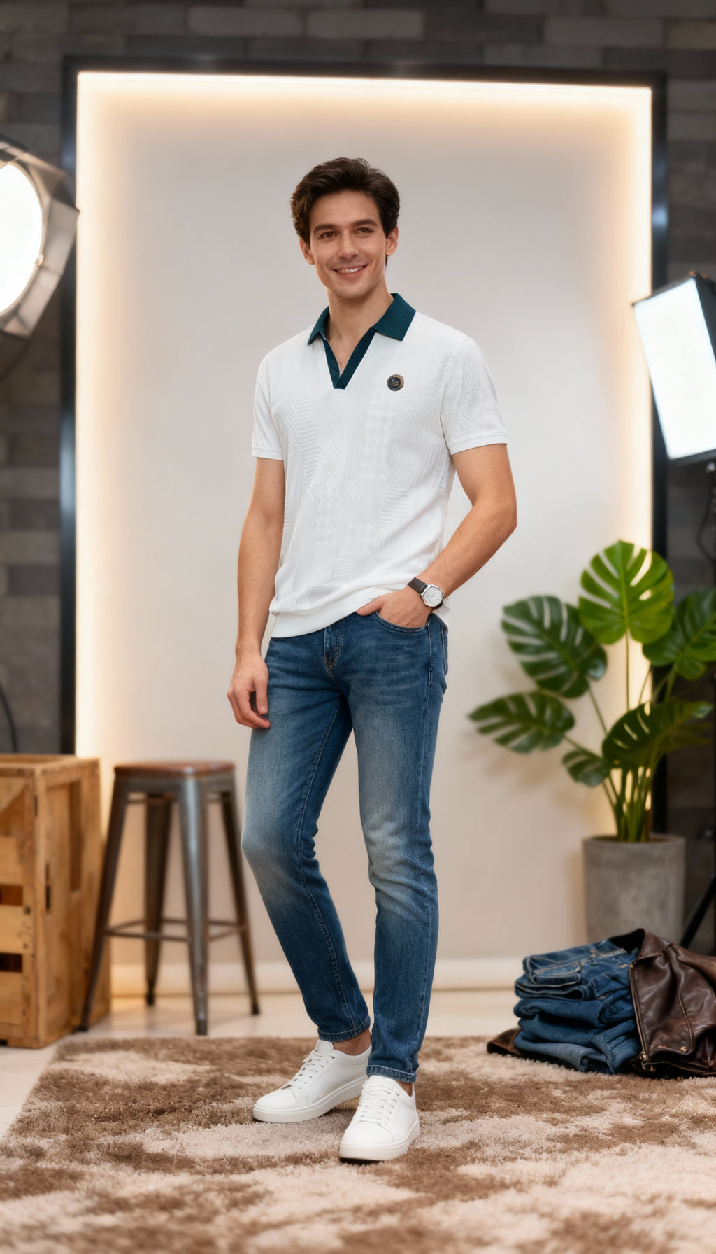 Self Printed Men's Polo T-Shirt