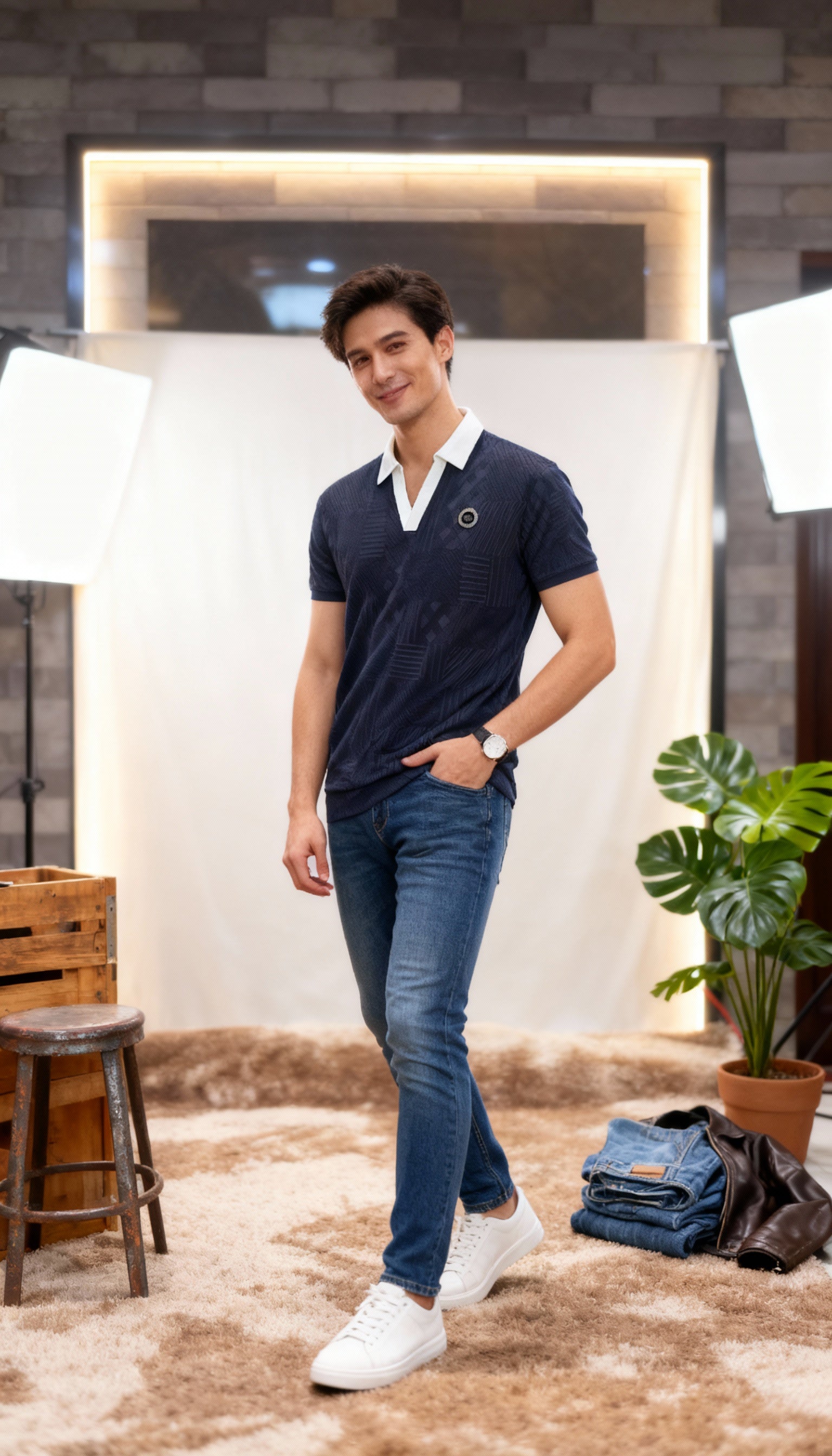 Self Printed Men's Polo T-Shirt