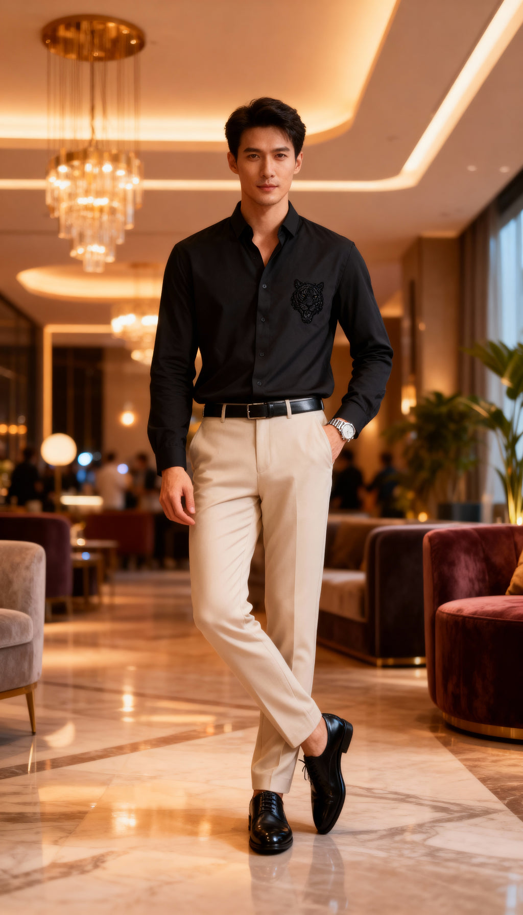 Self Design Premium Club Wear Sequin Men's Shirt