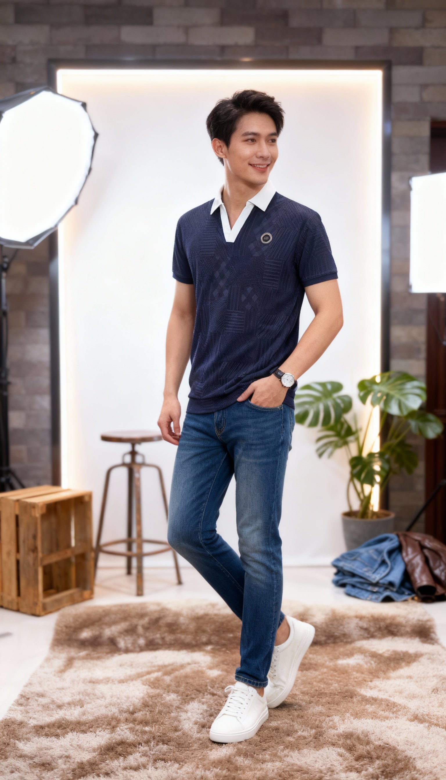 Self Printed Men's Polo T-Shirt