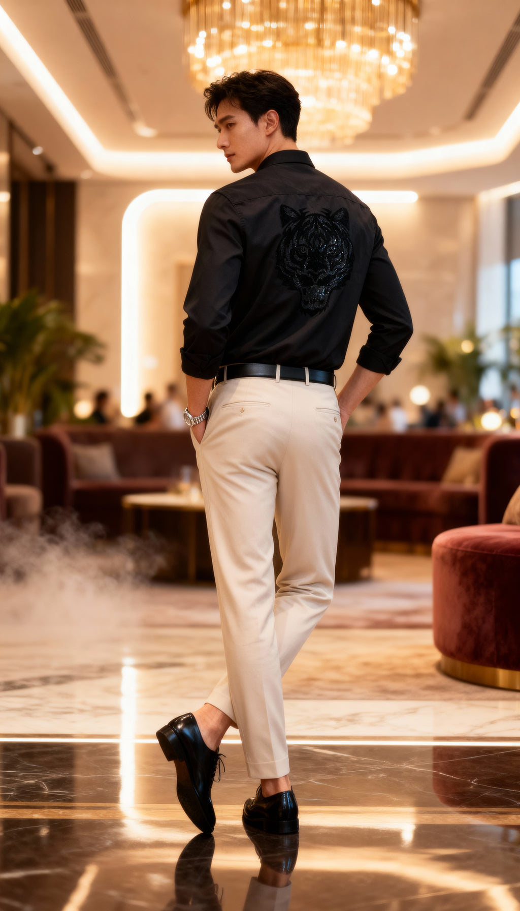 Self Design Premium Club Wear Sequin Men's Shirt