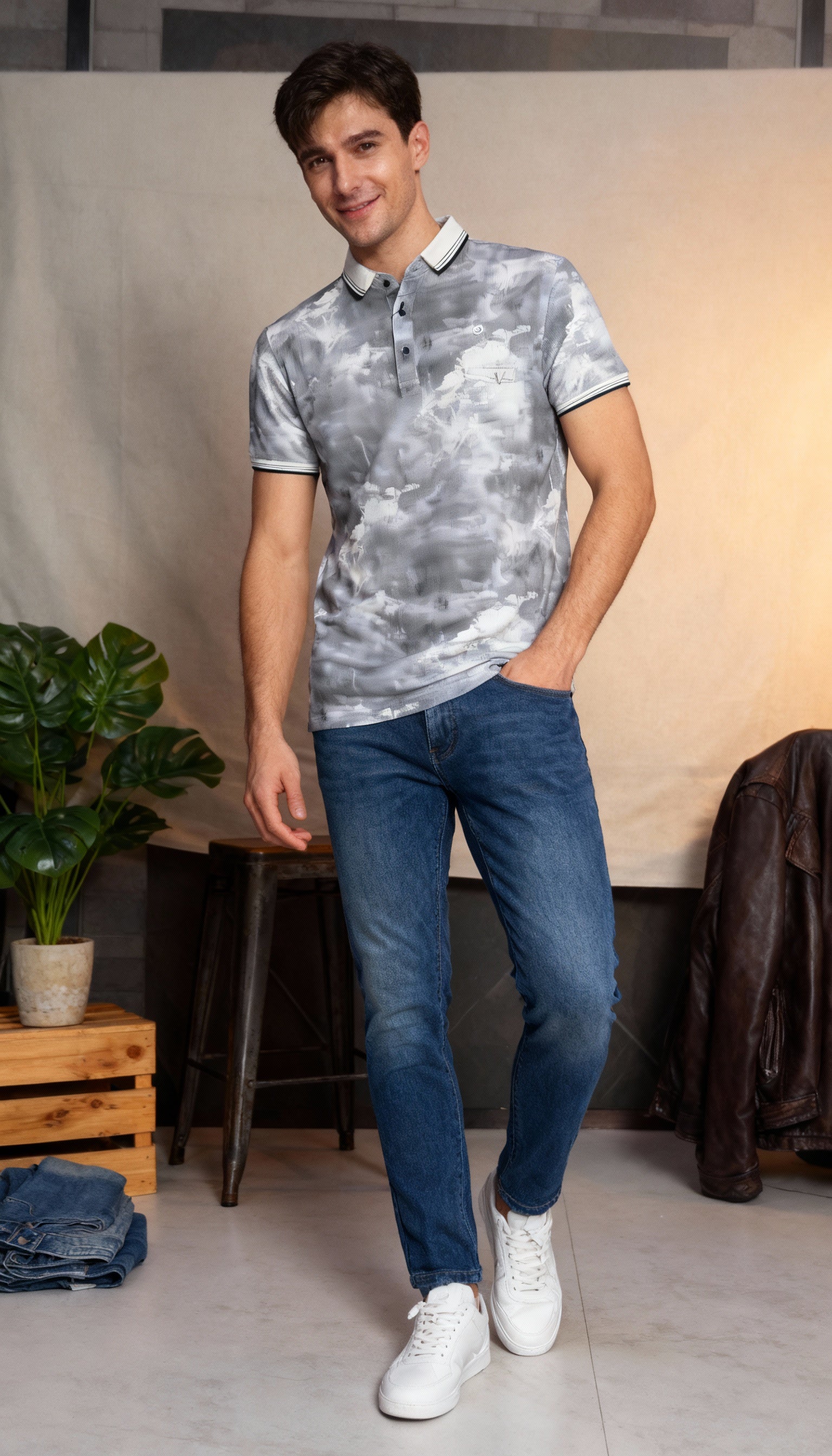 Self Printed Men's Polo T-Shirt