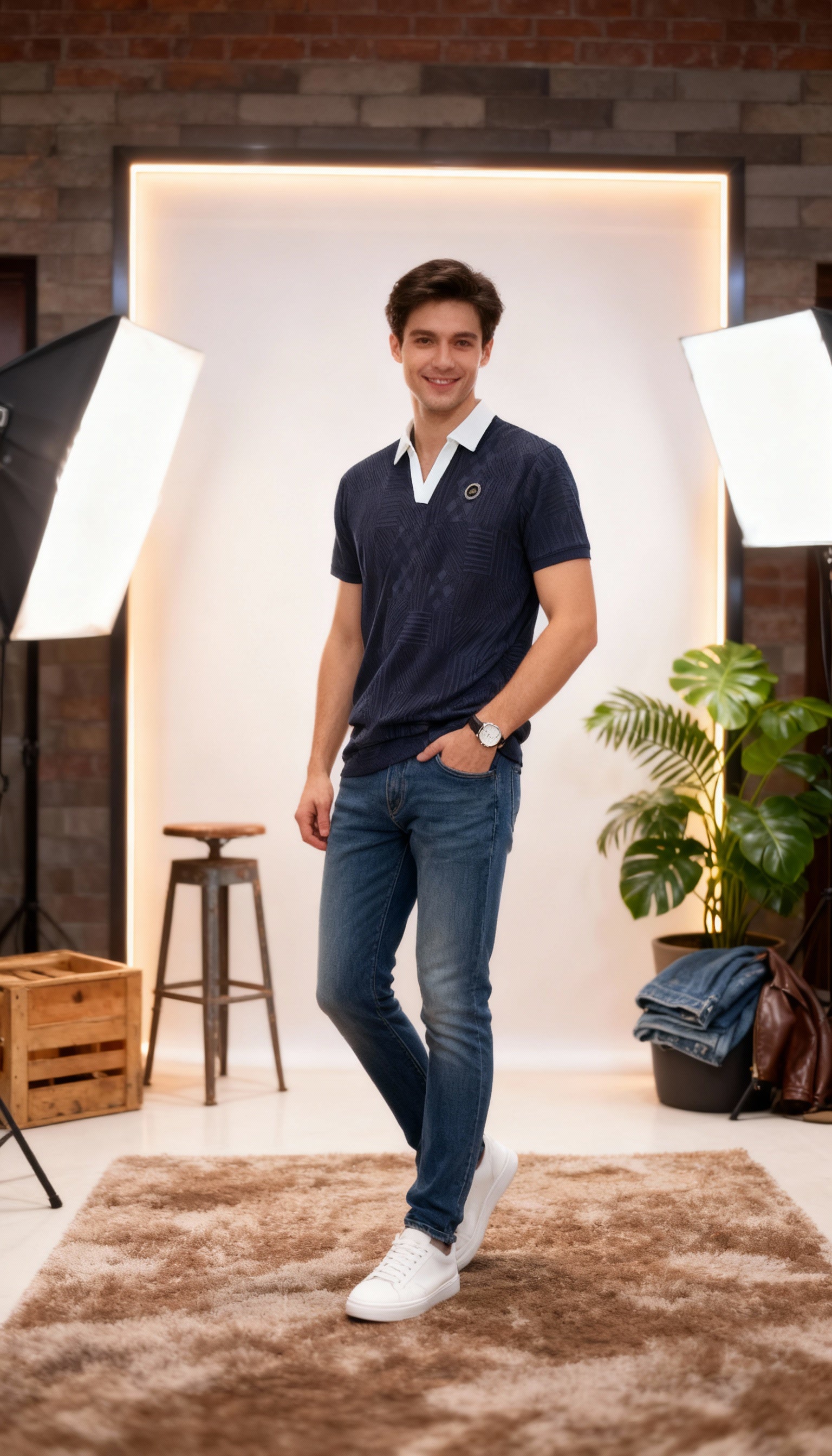 Self Printed Men's Polo T-Shirt