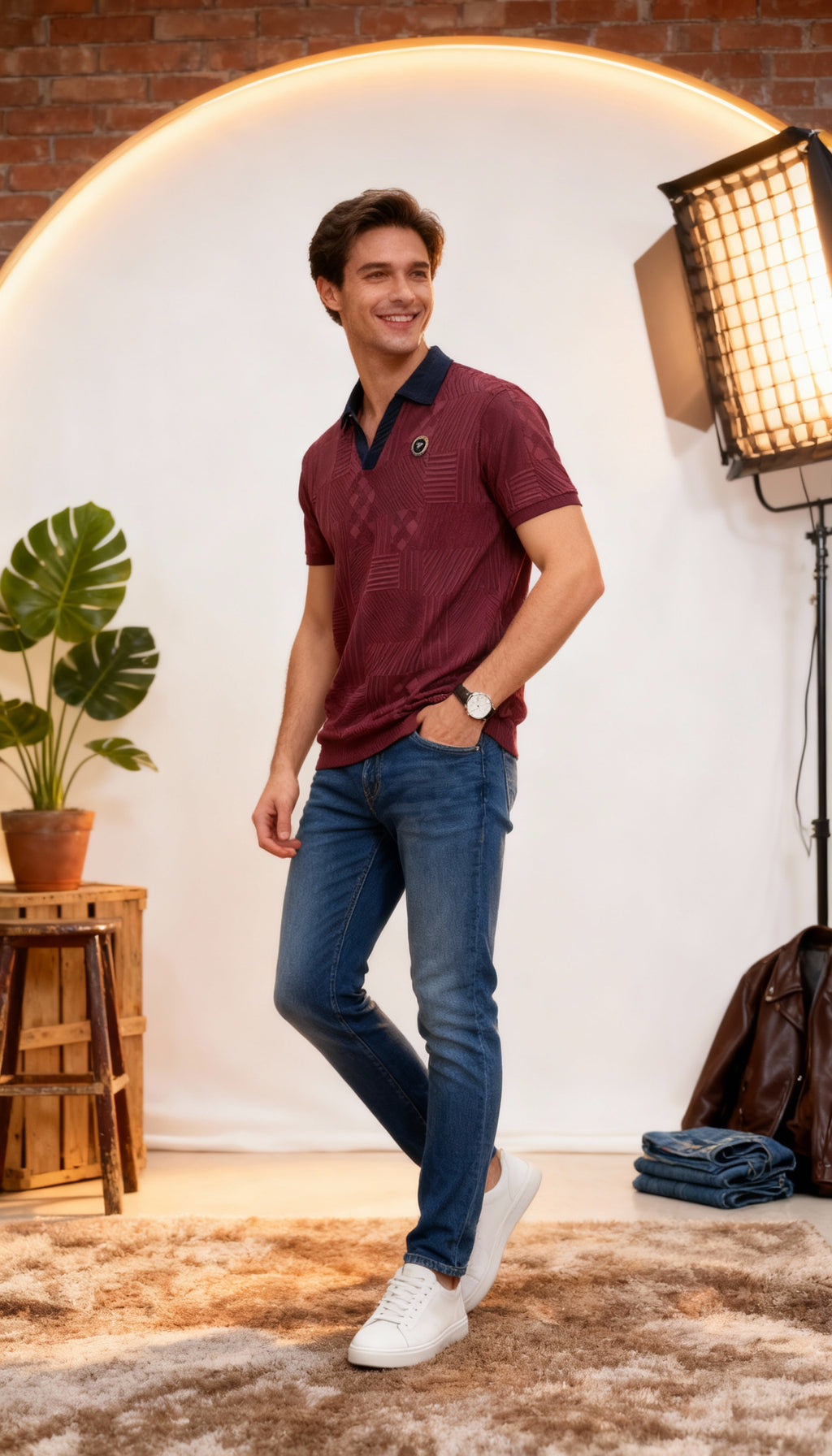 Self Printed Men's Polo T-Shirt