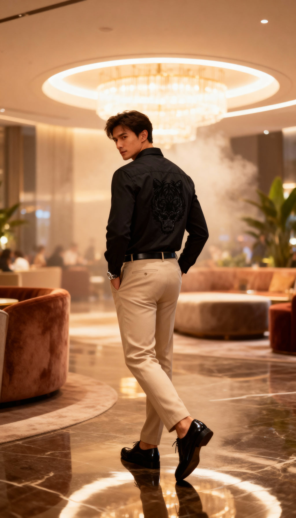 Self Design Premium Club Wear Sequin Men's Shirt