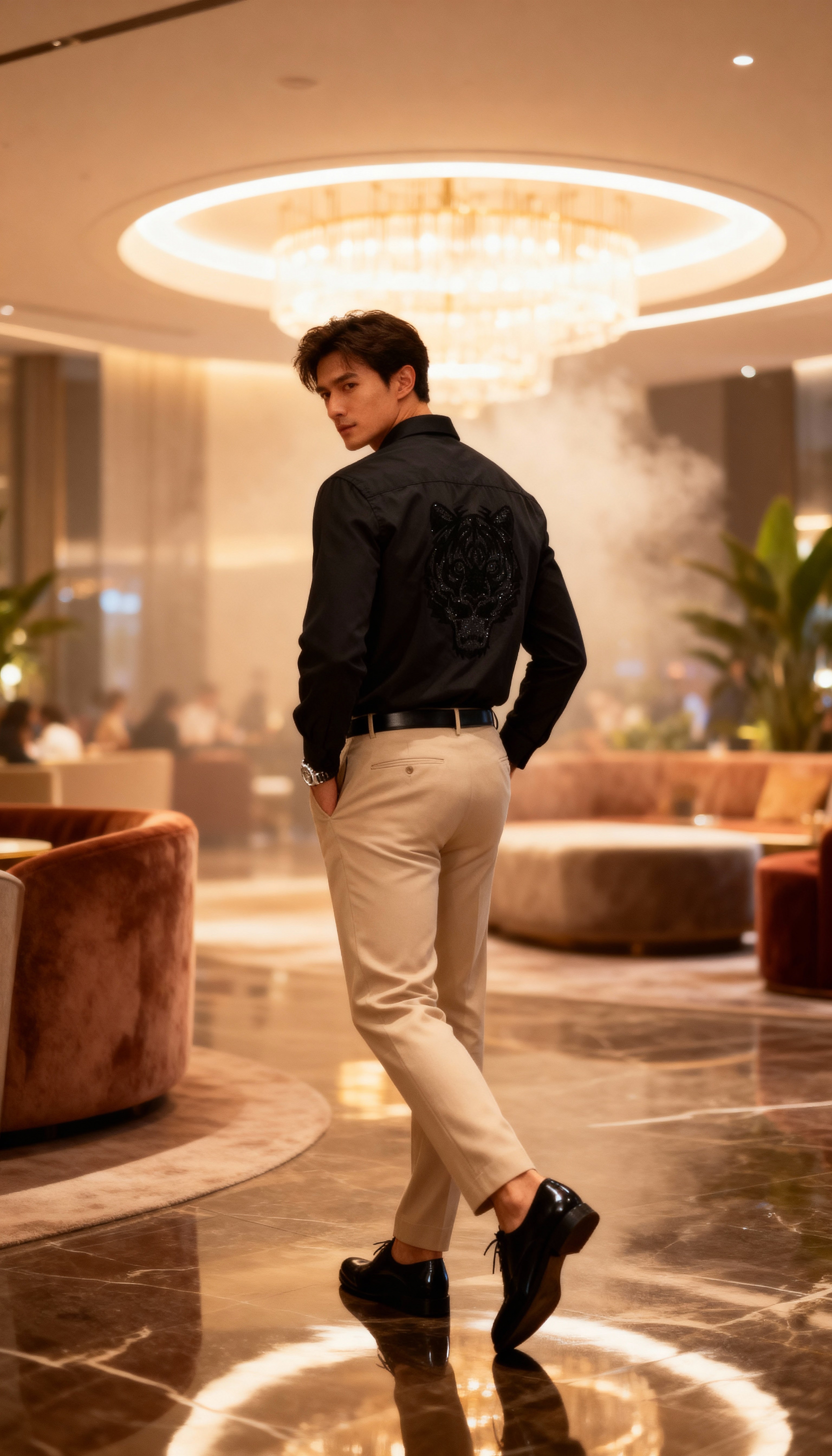 Self Design Premium Club Wear Sequin Men's Shirt