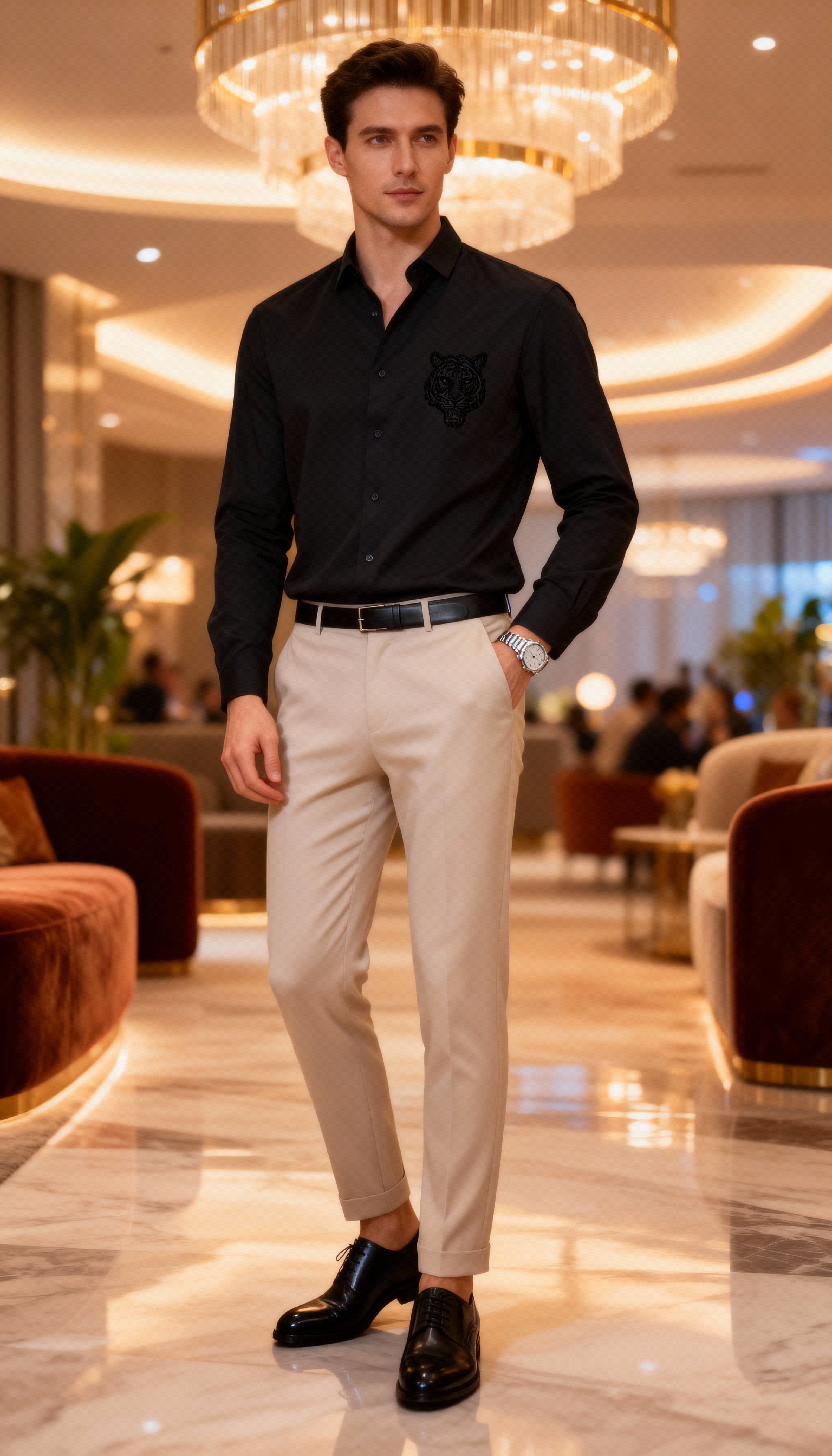 Self Design Premium Club Wear Sequin Men's Shirt